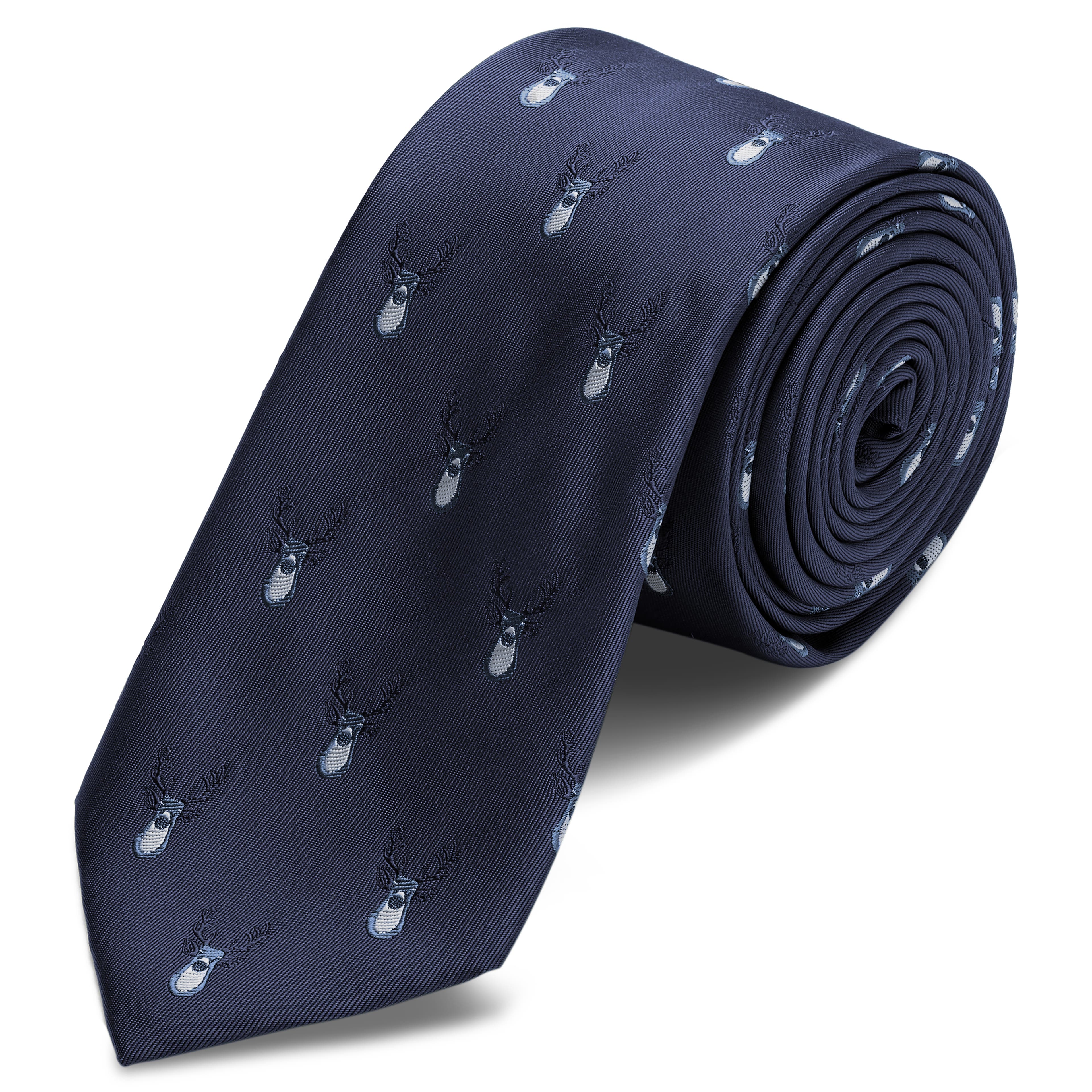 Cravate bleu marine à motifs de rennes de Noël