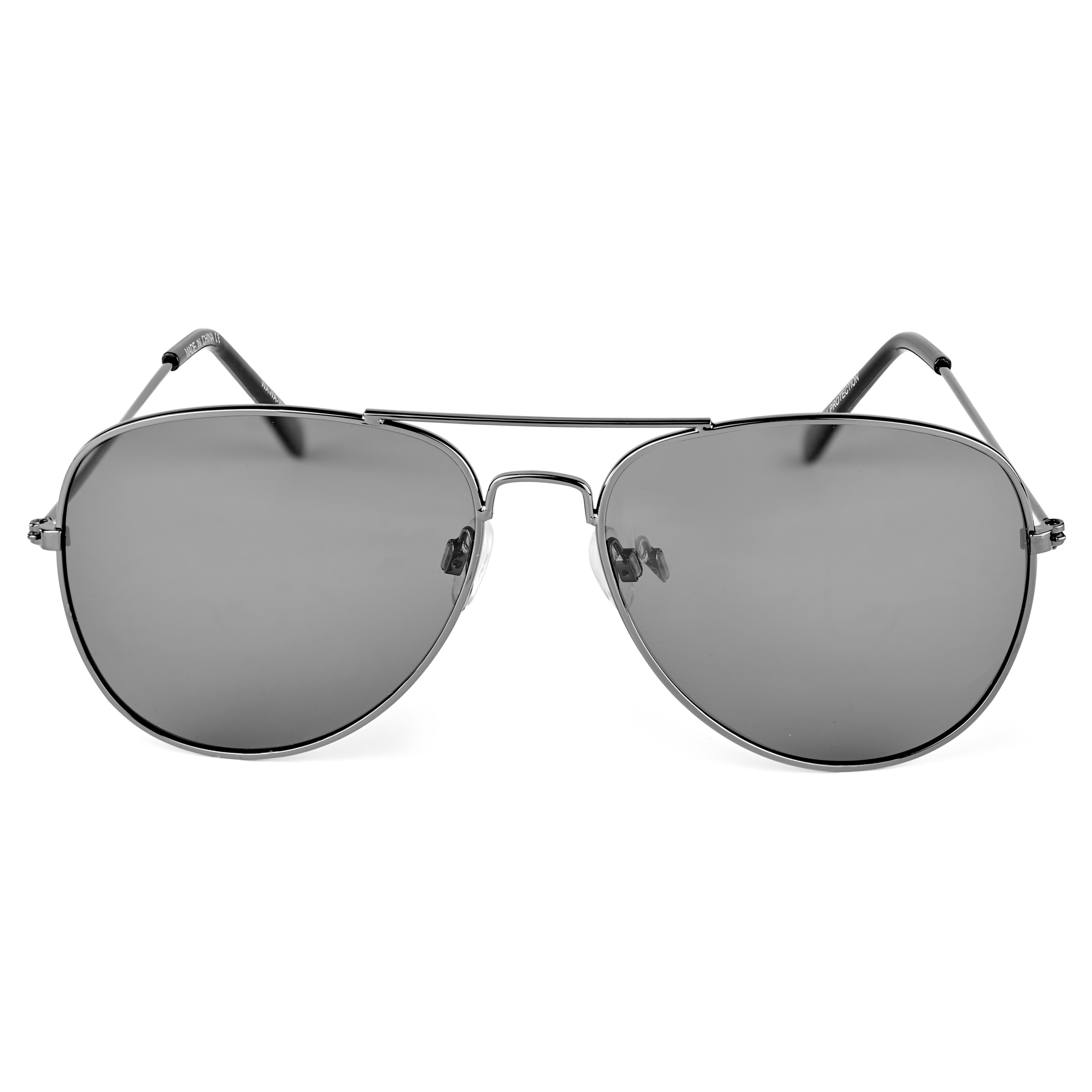 Vista | Black & Dark Grey Aviator Sunglasses
