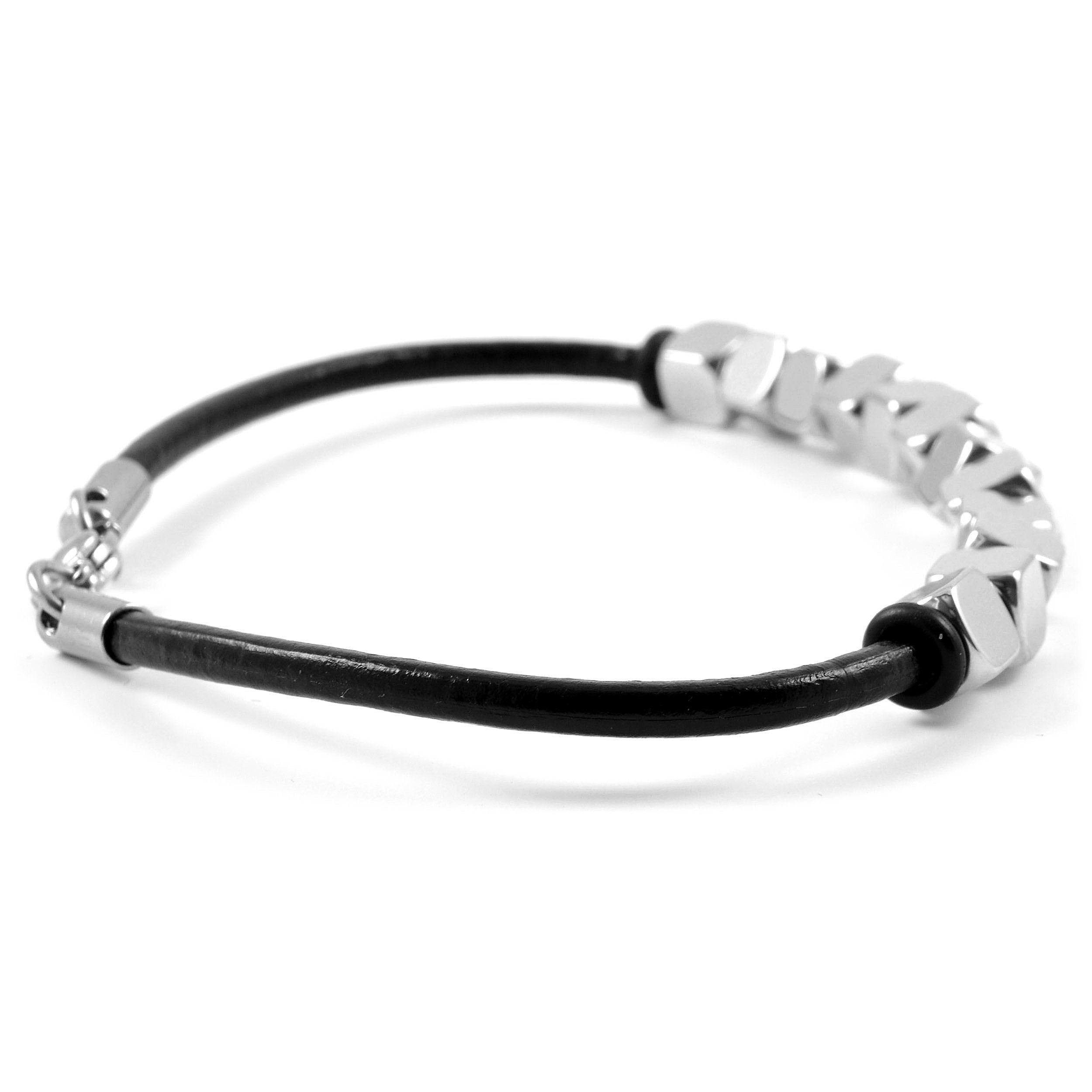 Stahlwürfel Lederarmband - 2