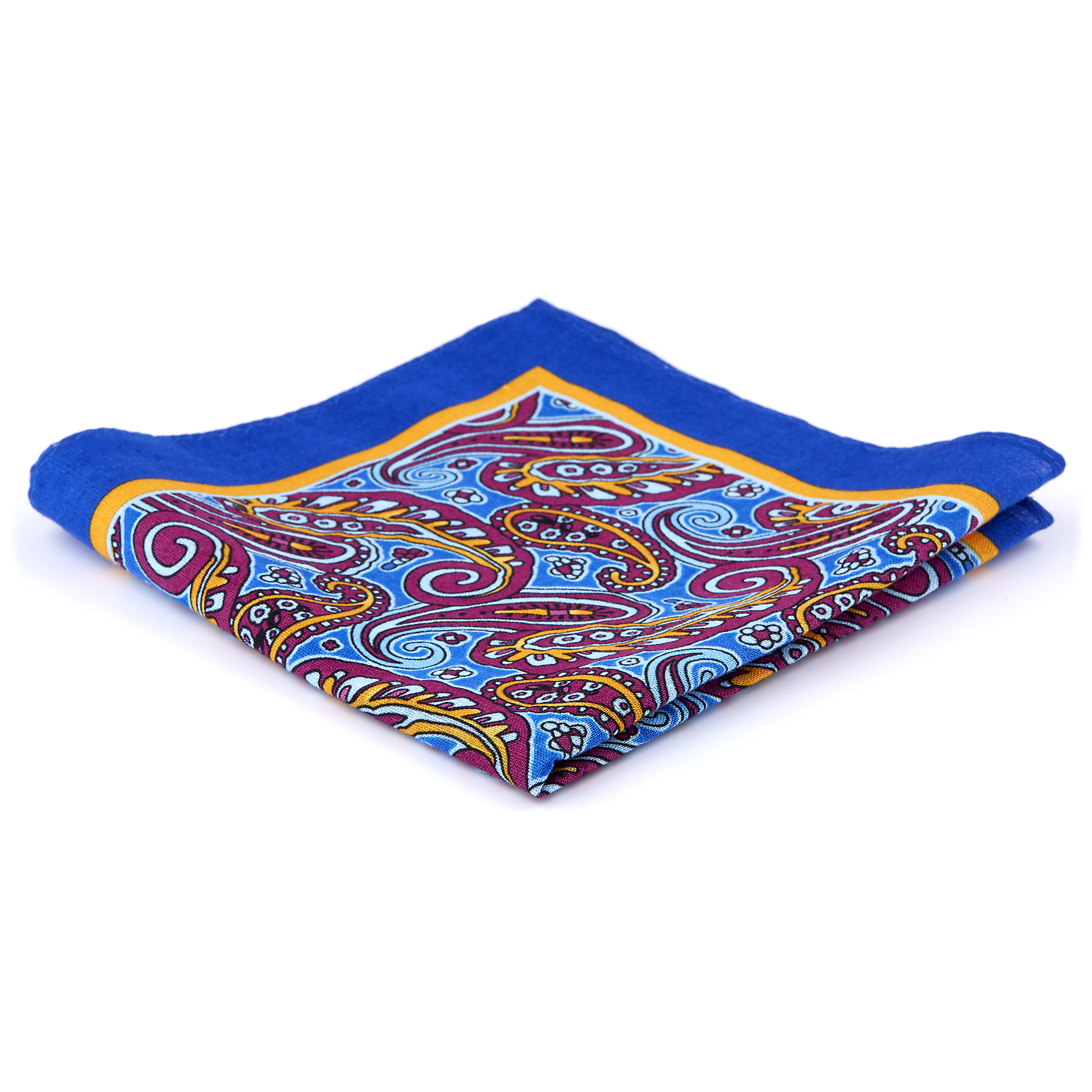 Baroque Royal Blue Silk Pocket Square - 1