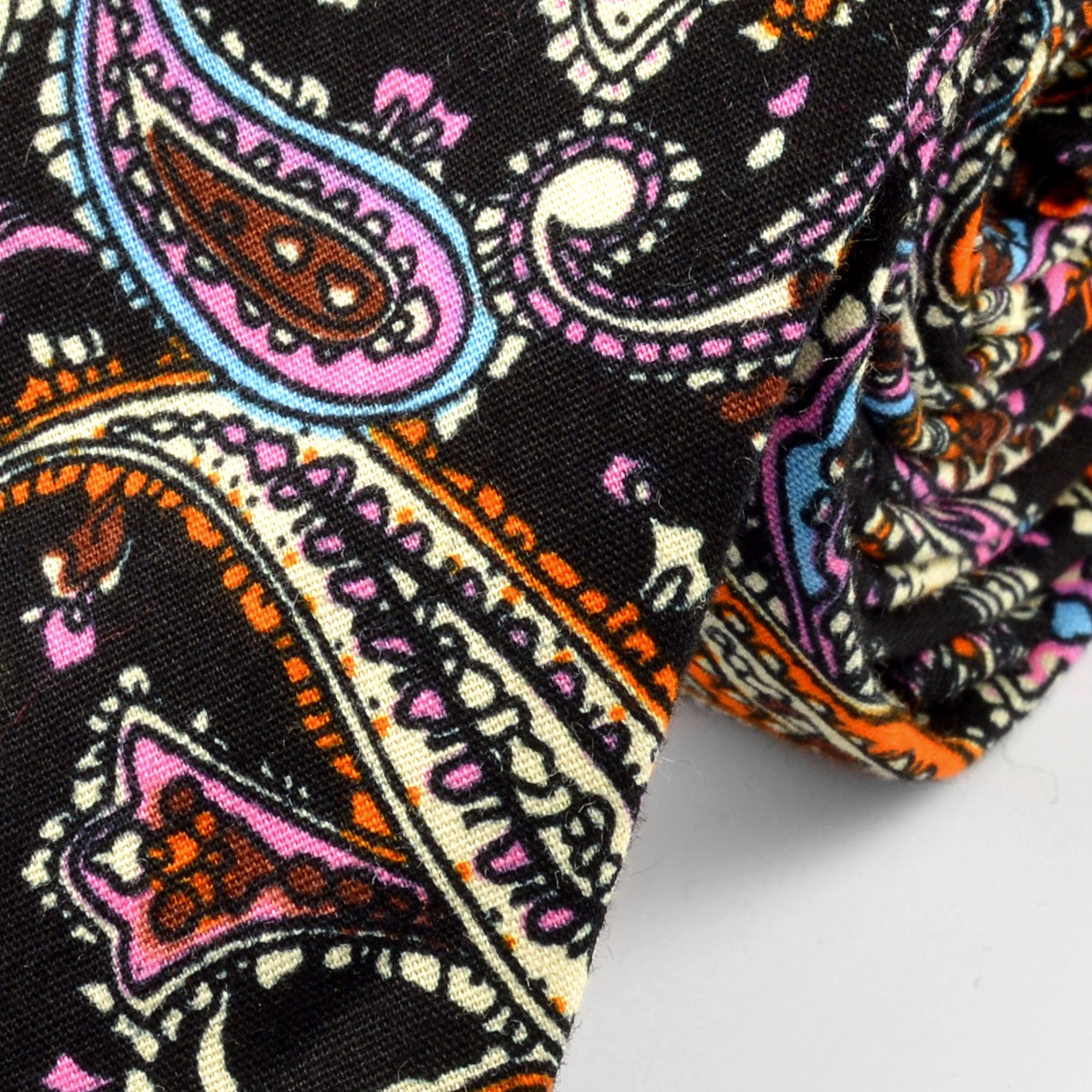 Corbata de algodón retro en negro y naranja - 2