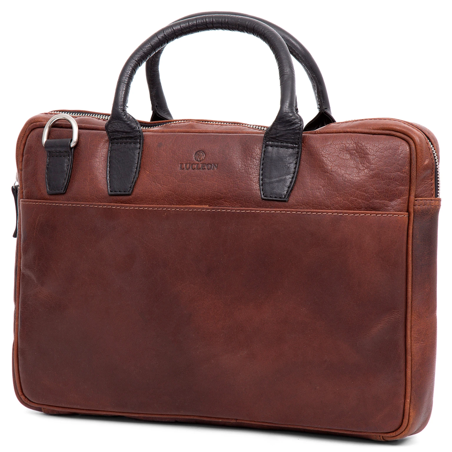 Montreal Executive Dunne 13" Tankleurige en Zwarte Leren Tas Montreal Executive Dunne 13" Tankleurige en Zwarte Leren Tas