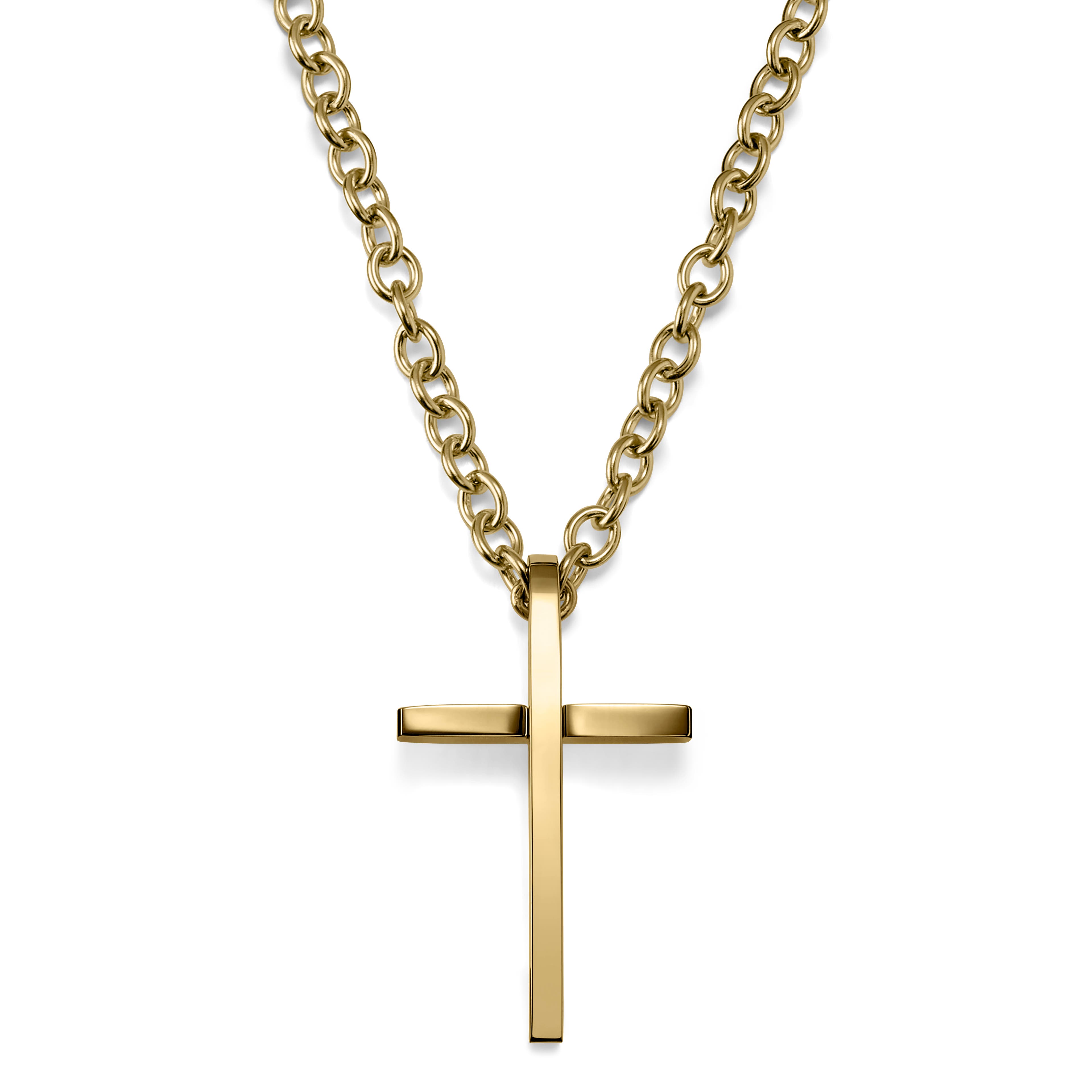 Gold-Tone With Bend Cross Cable Chain Necklace | In stock! | Lucleon
