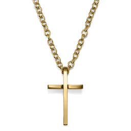 Gold-Tone With Bend Cross Cable Chain Necklace