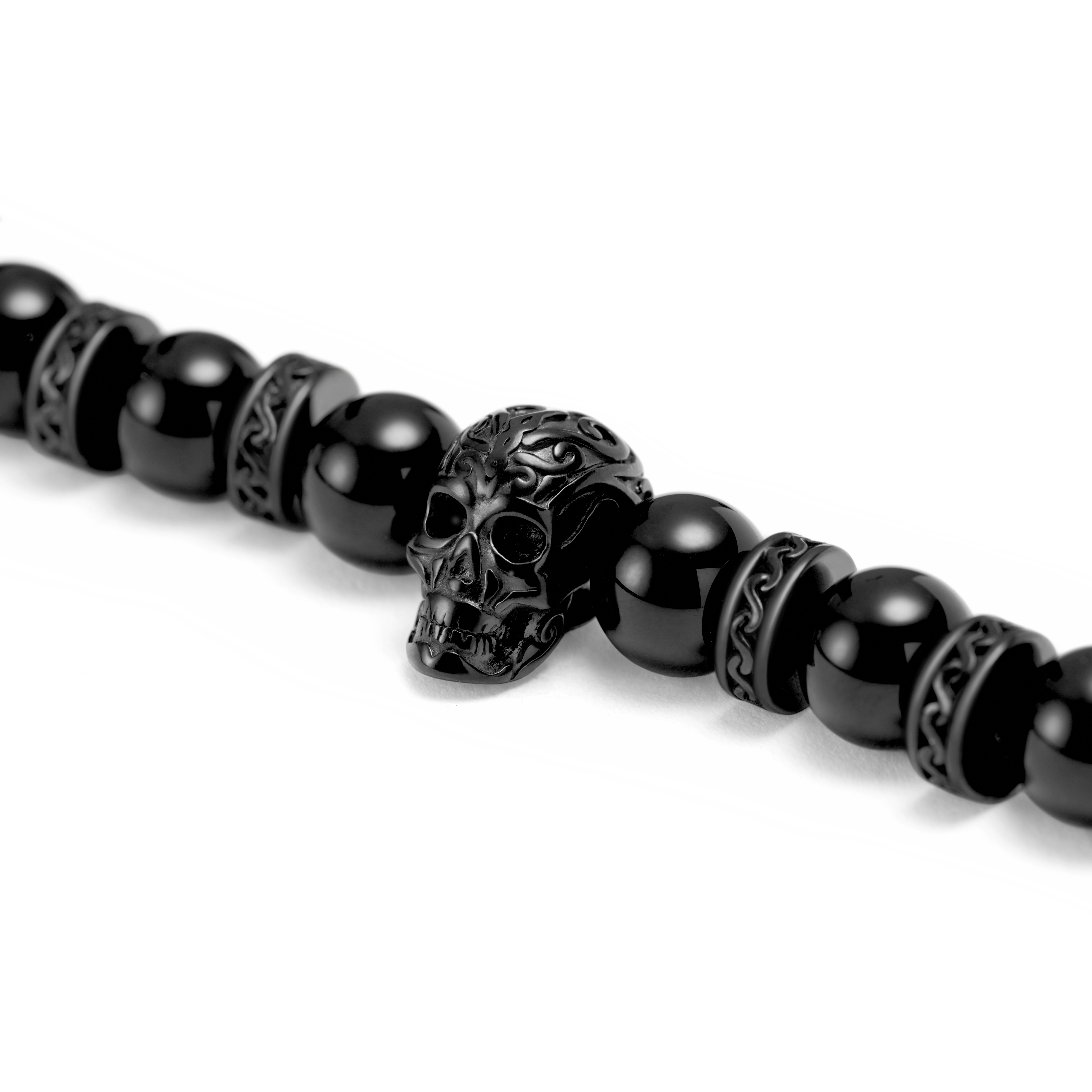 Rico Black Lava Rock and Onyx Skull Bracelets - 3