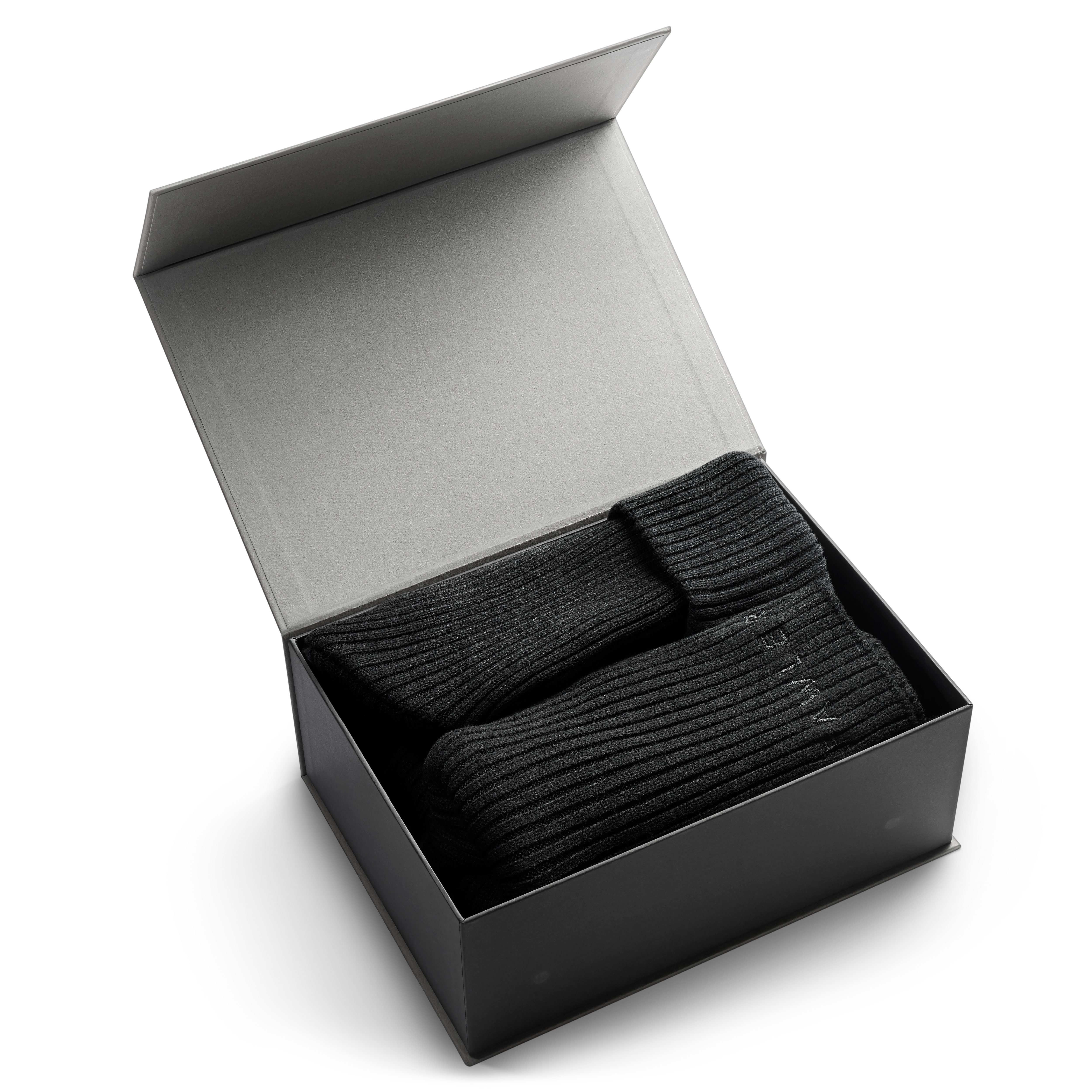 Musta Merinovilla Tuubihuivi & Puuvilla Pipo Lahjapakkaus - 1