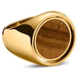 Makt | Rotating Gold-Tone Tiger's Eye Signet Ring