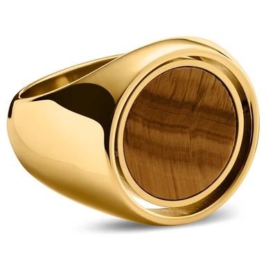 Makt | Rotierender Gold-Ton Tigerauge Siegelring Makt | Rotierender Gold-Ton Tigerauge Siegelring
