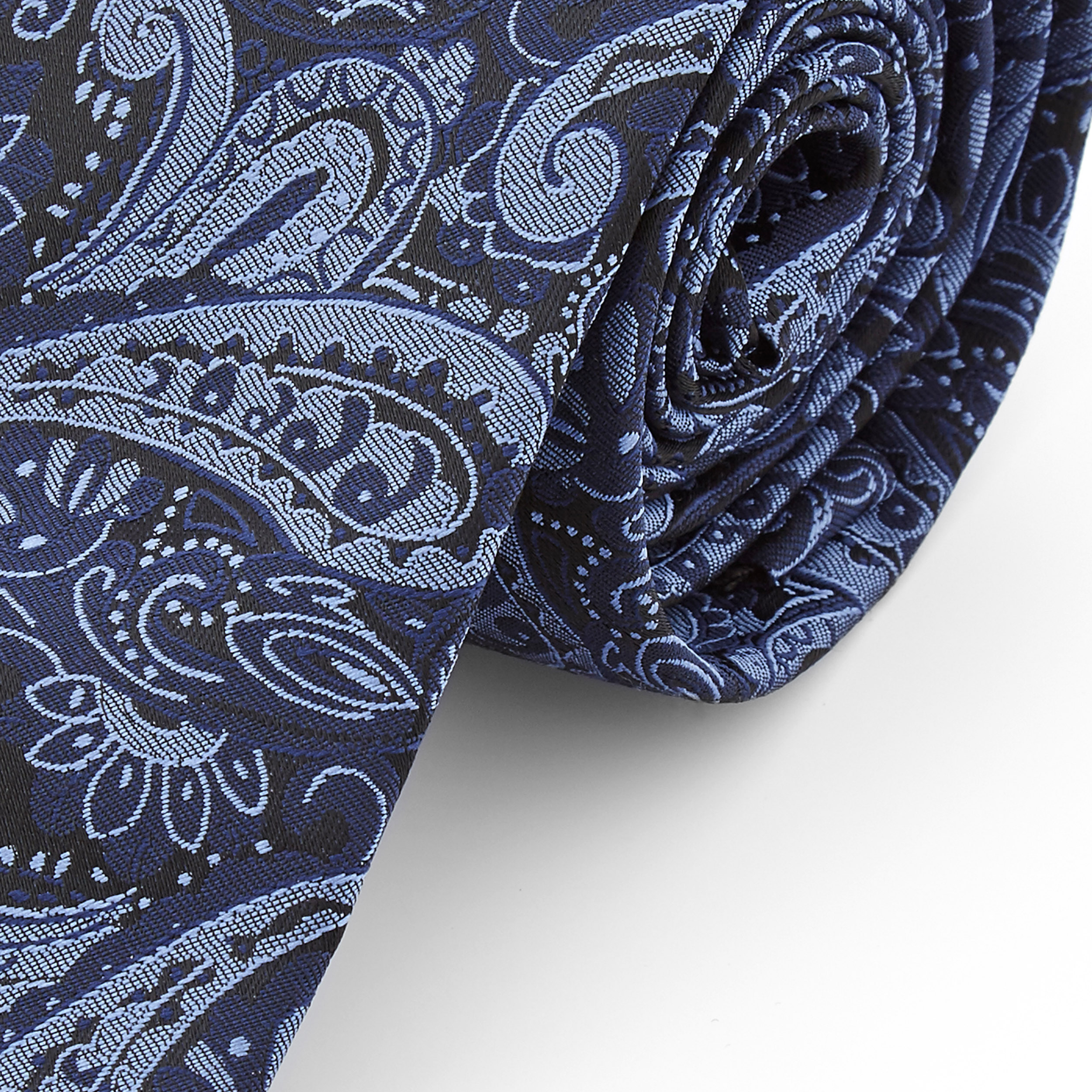 Navy & Blue Paisley Polyester Tie - 2