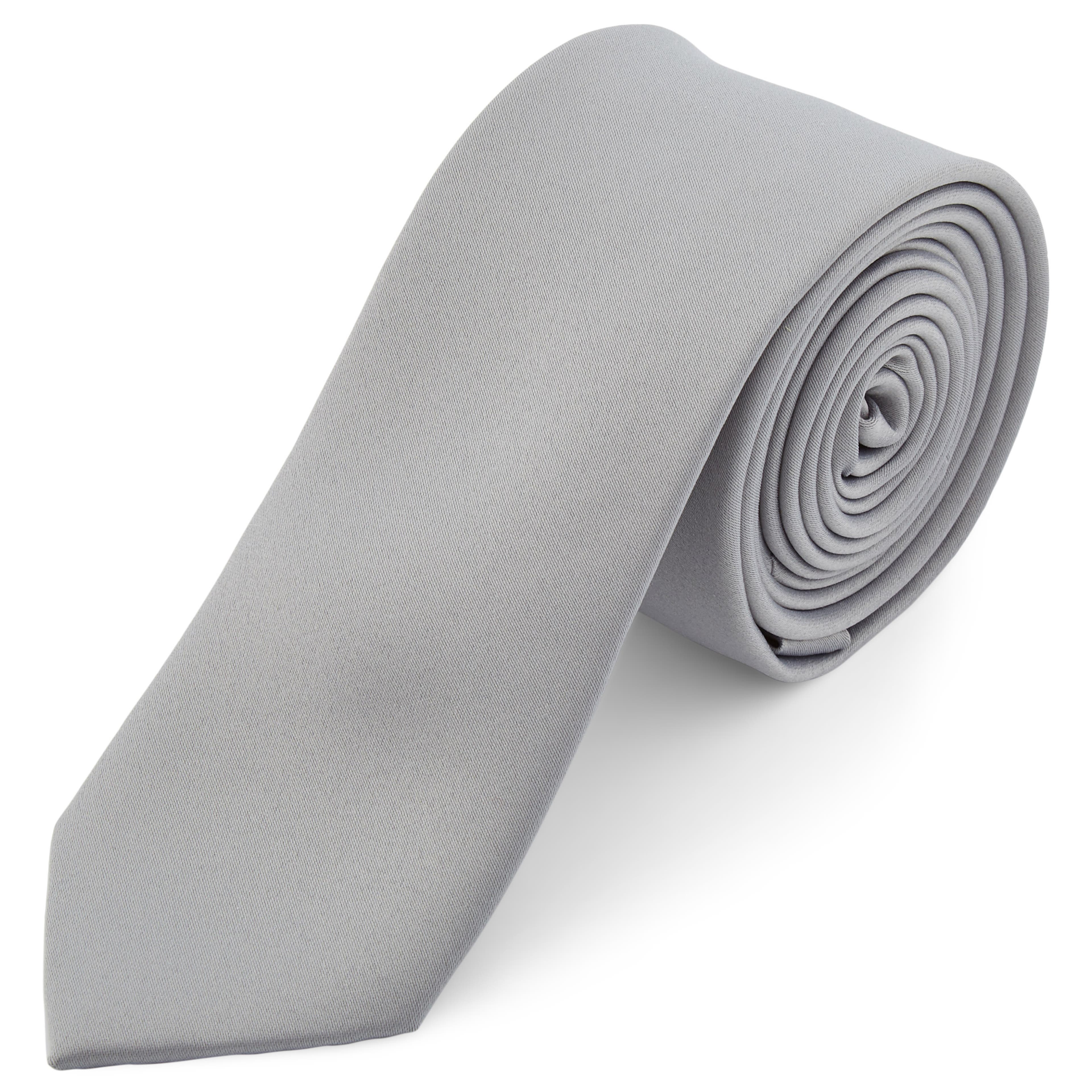 Cravată gri deschis Basic 6 cm