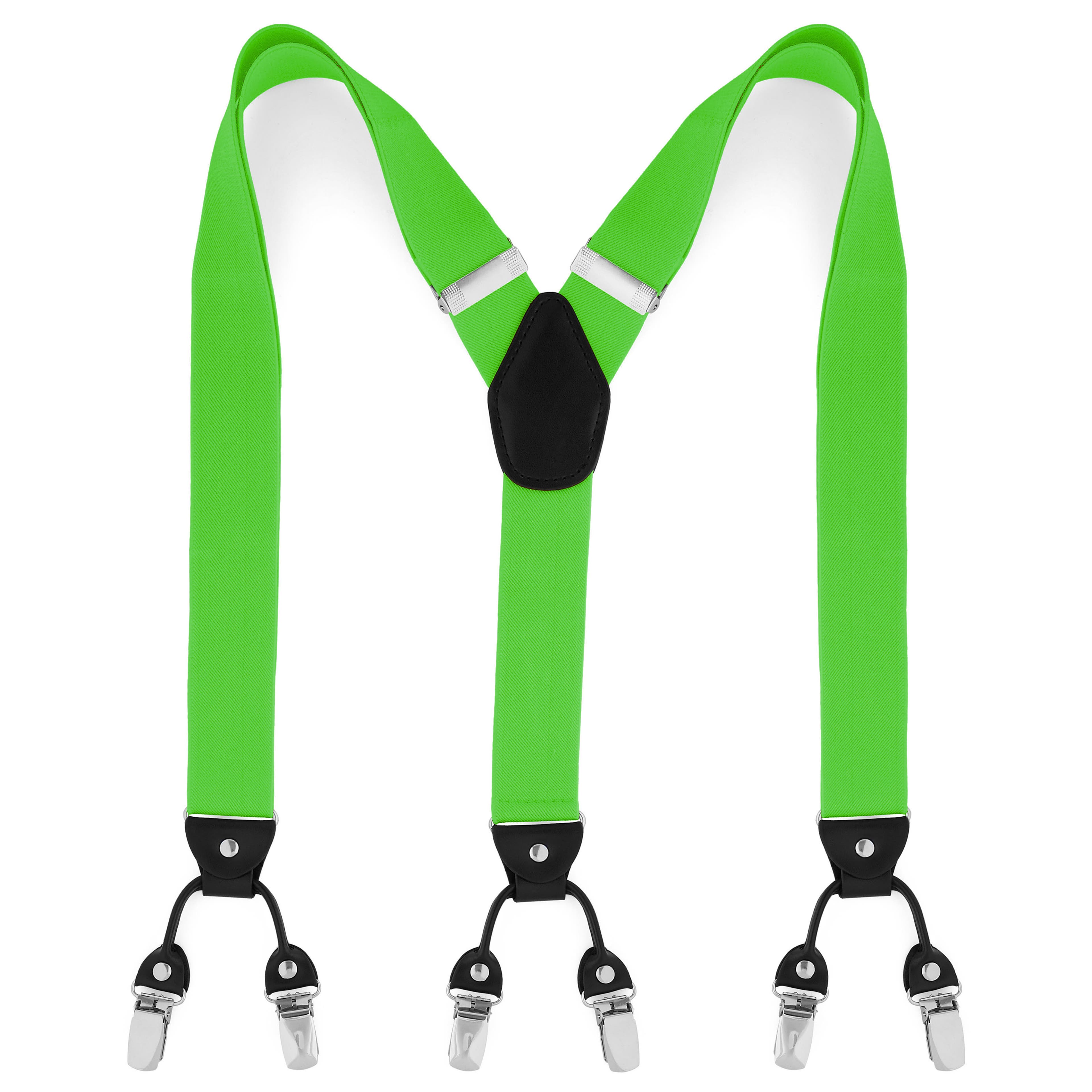 Wide Lime Green Clip-On Suspenders