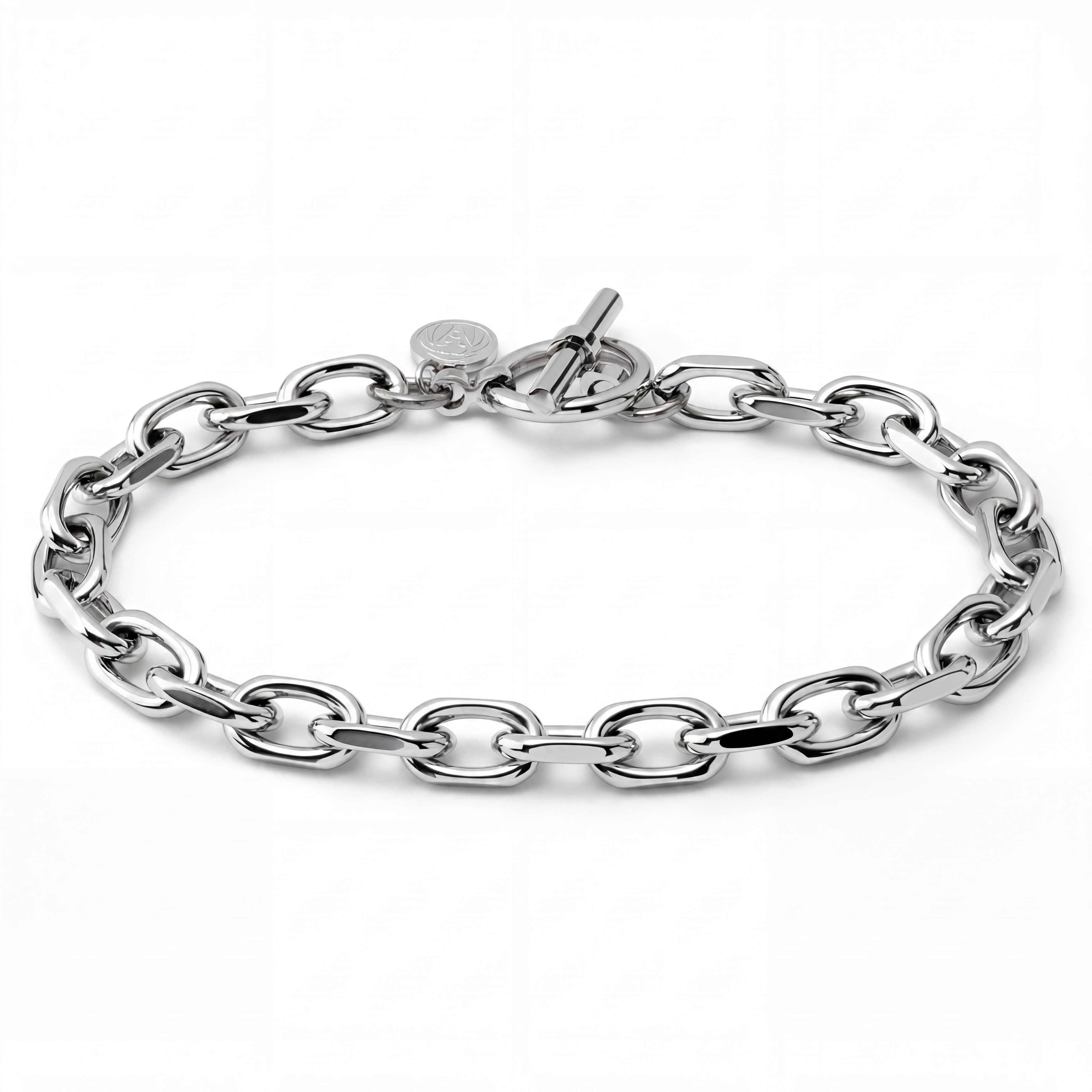 New Classics | Bracelet à maille forçat avec fermoir à bascule en acier inoxydable argenté - 6,5 mm New Classics | Bracelet à maille forçat avec fermoir à bascule en acier inoxydable argenté - 6,5 mm