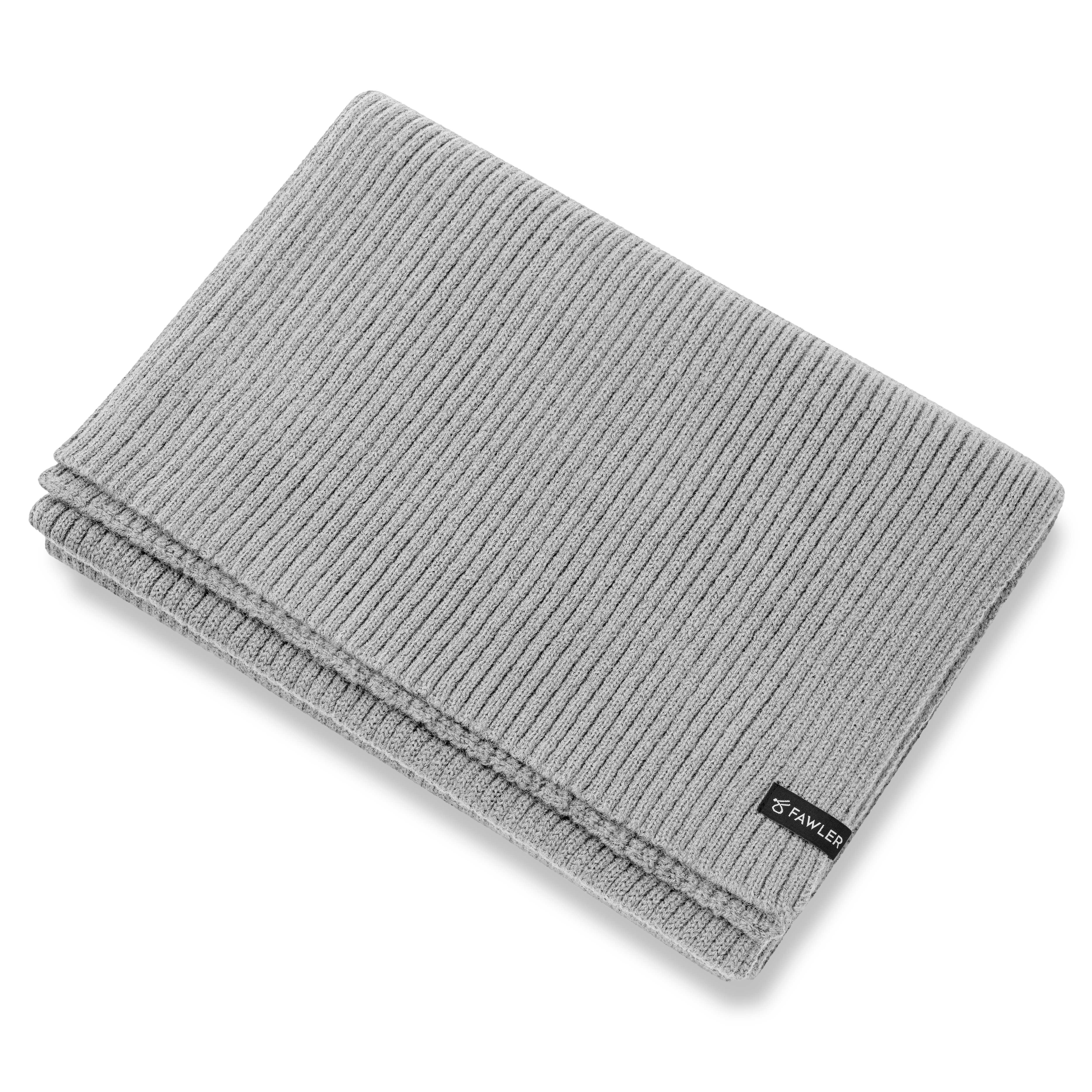 Arctic | Svetlo siv rebrasto pleten šal iz volnene mešanice - 2