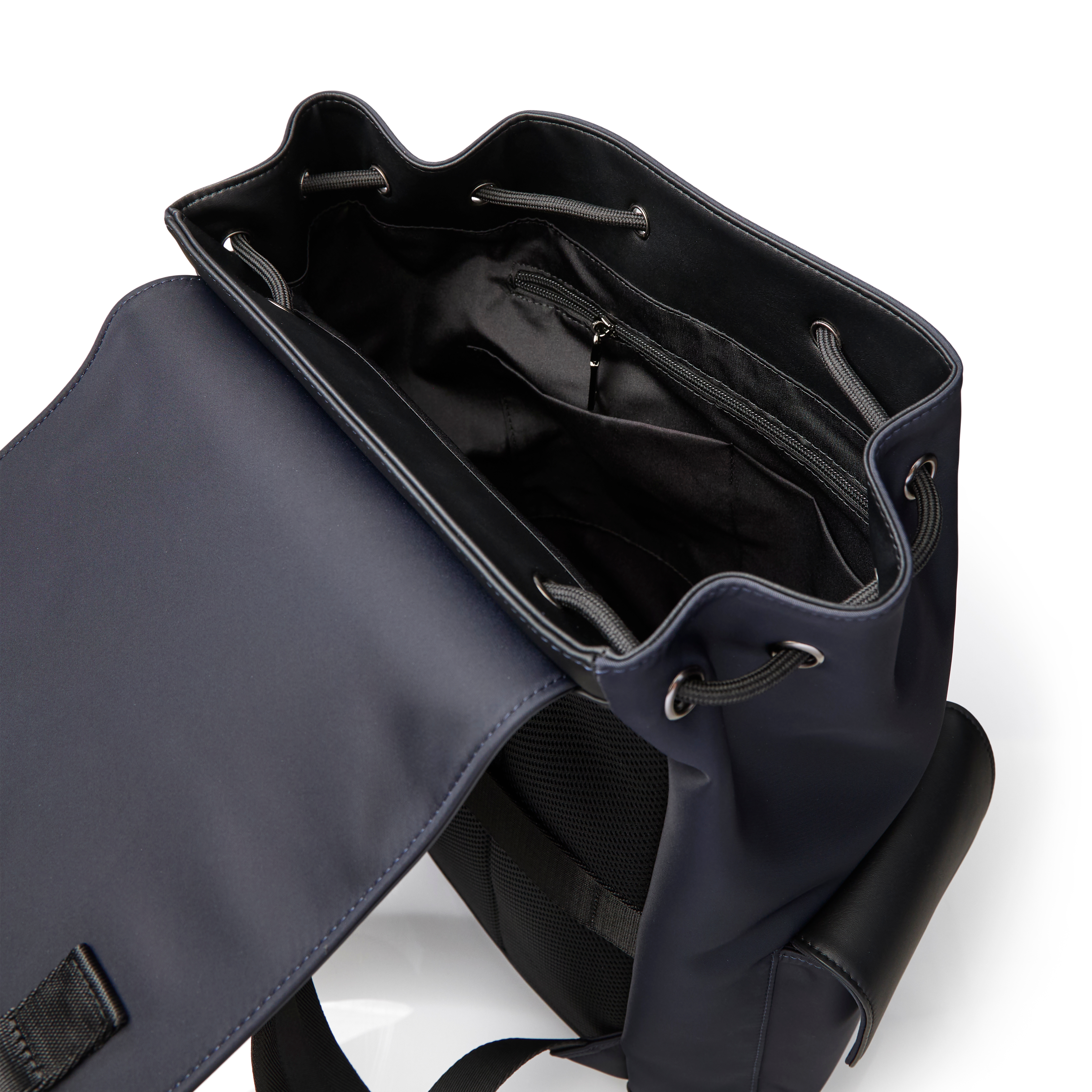 Fibron | Navy Microfiber Backpack - Double Buckle - 3