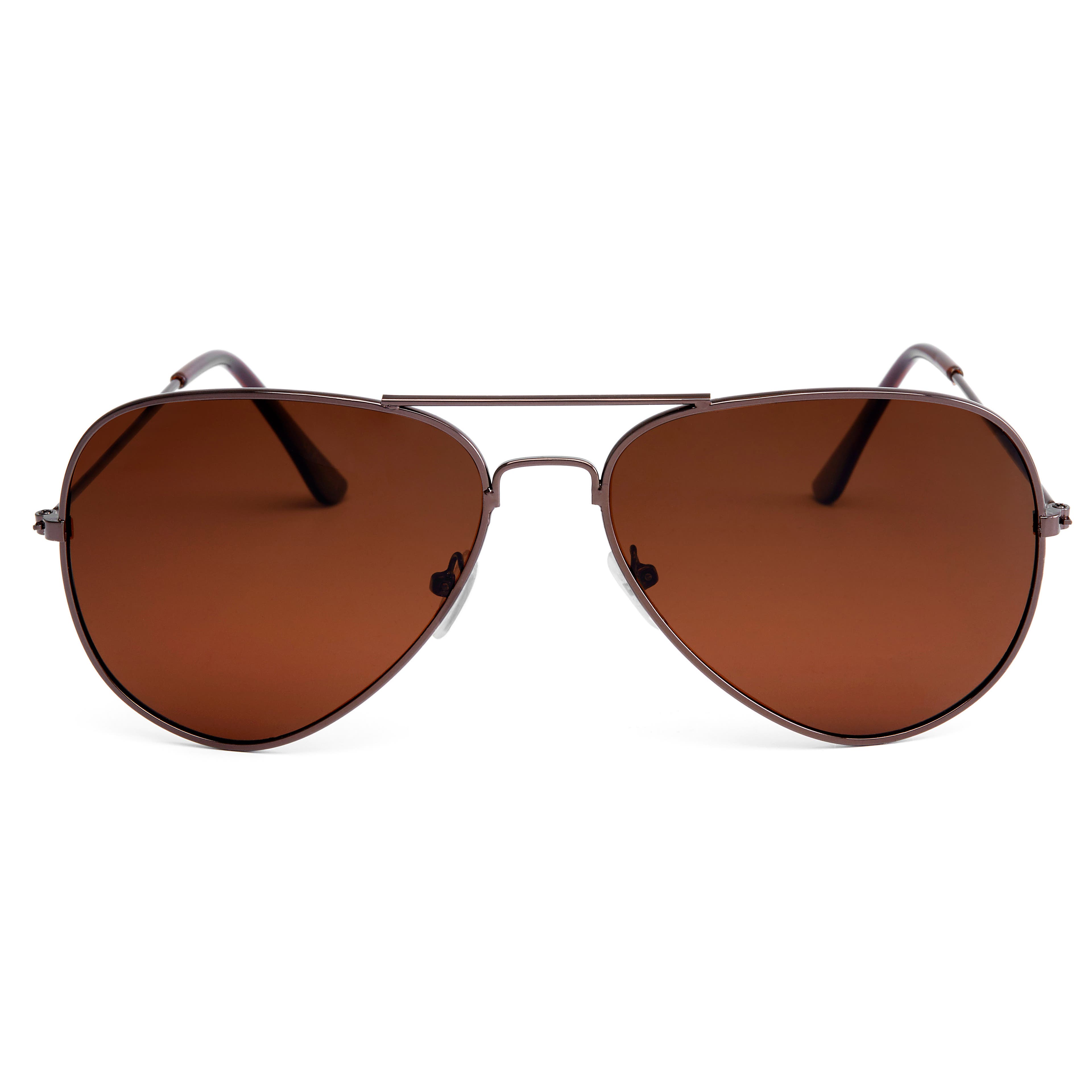 Ochelari de soare stil aviator cu lentile polarizate maro