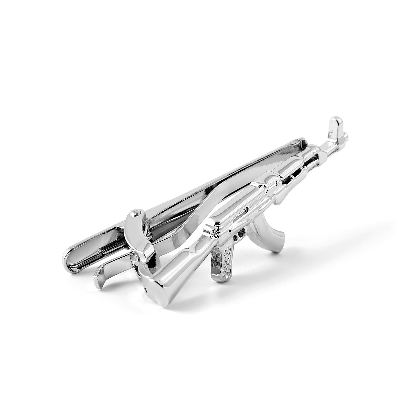 Silver-Tone AK47 rifle Tie Clip - 3