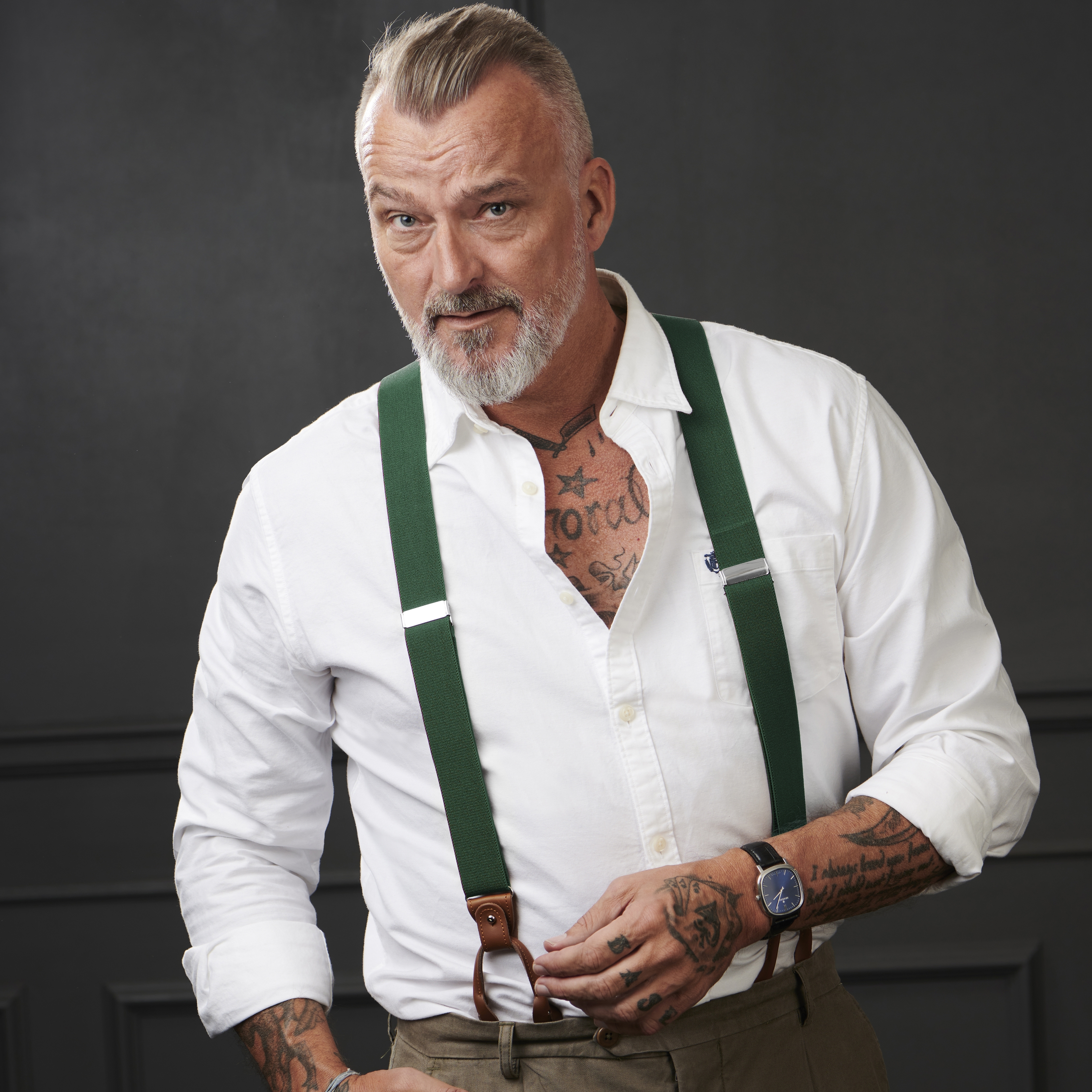 Bretelles larges vert foncé avec pattes et pinces - 5