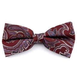 Red & Lavender Baroque Silk Pre-Tied Bow Tie