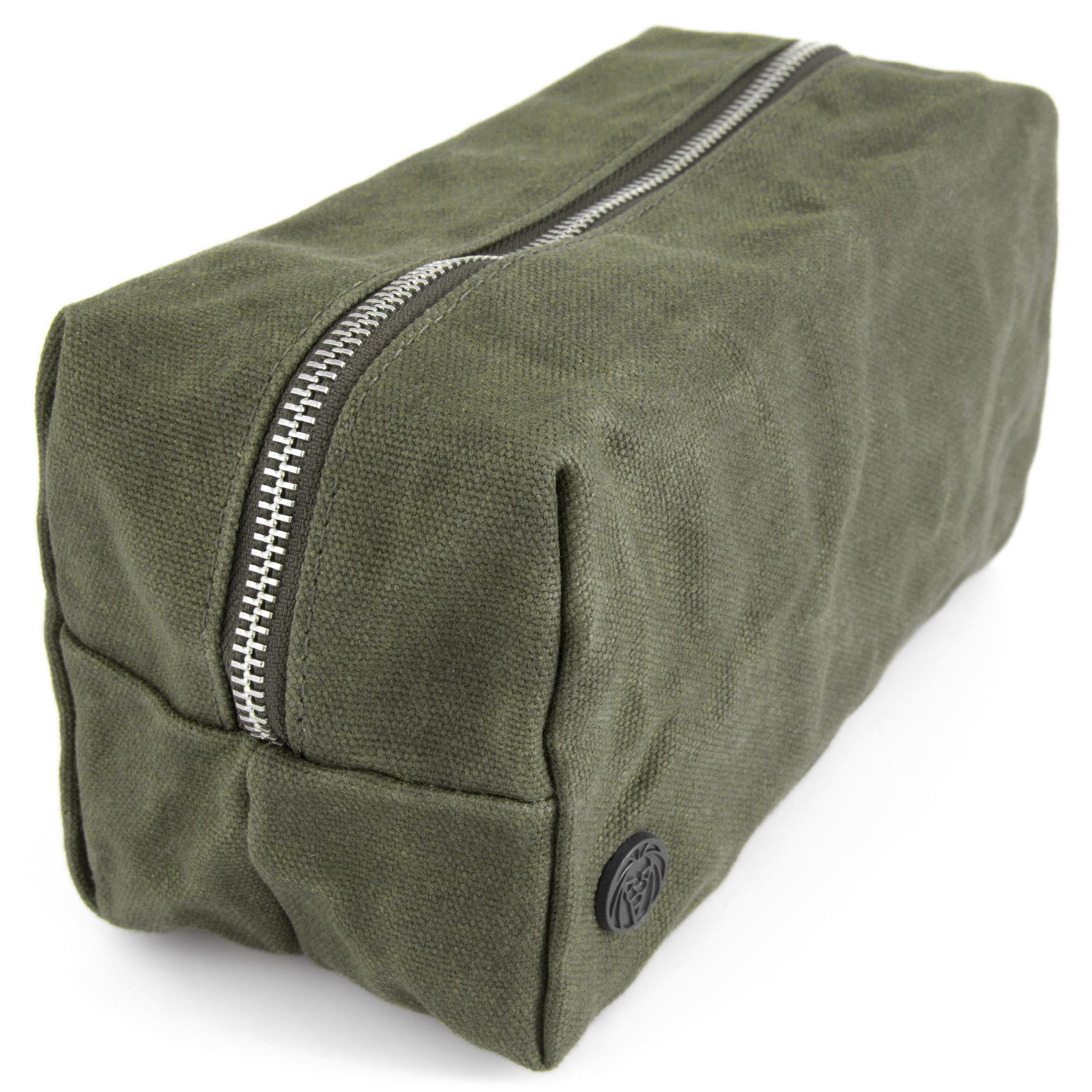 Olive Finch Waxed Canvas Washbag - 4