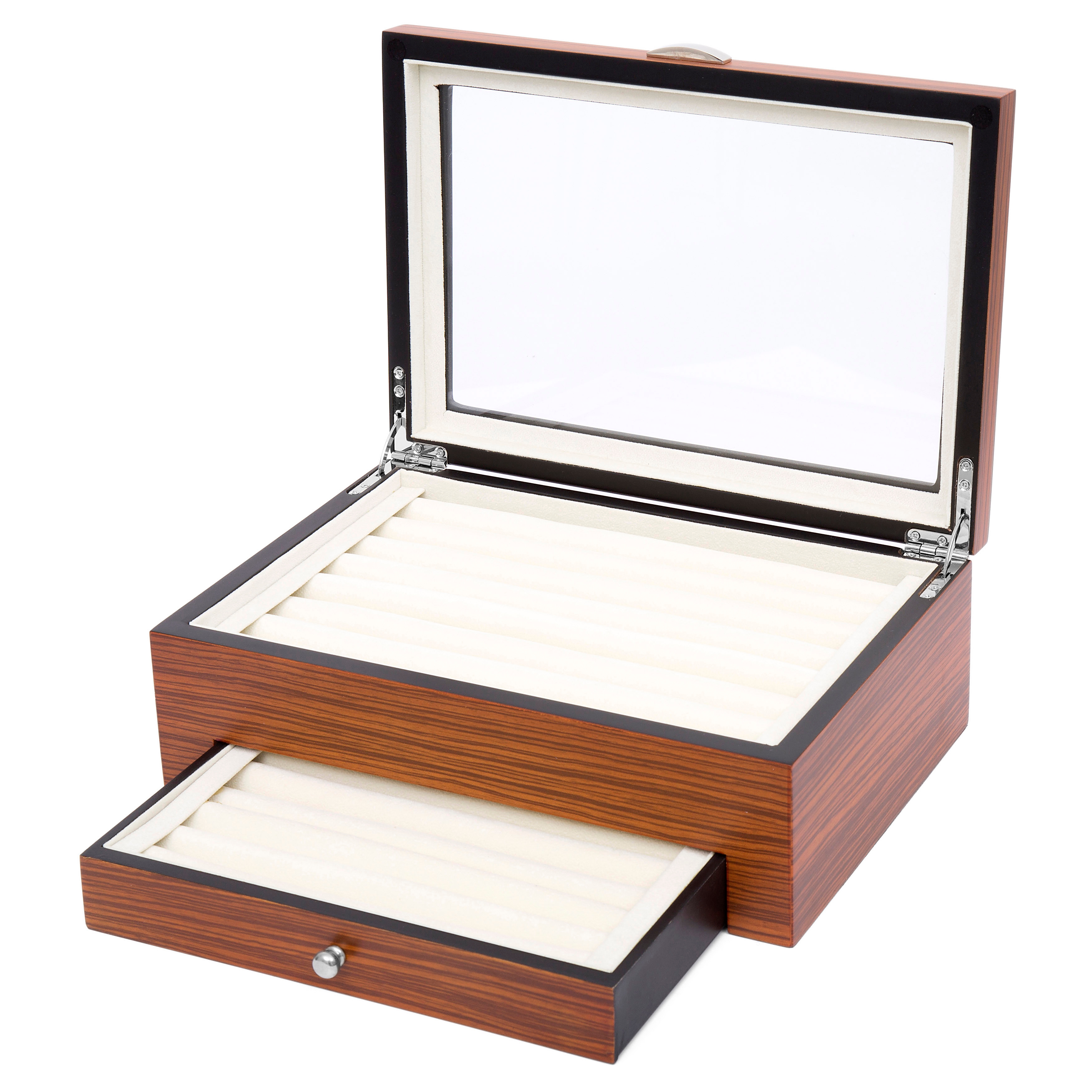 Caja de madera de zebrano para gemelos con 2 niveles - 2