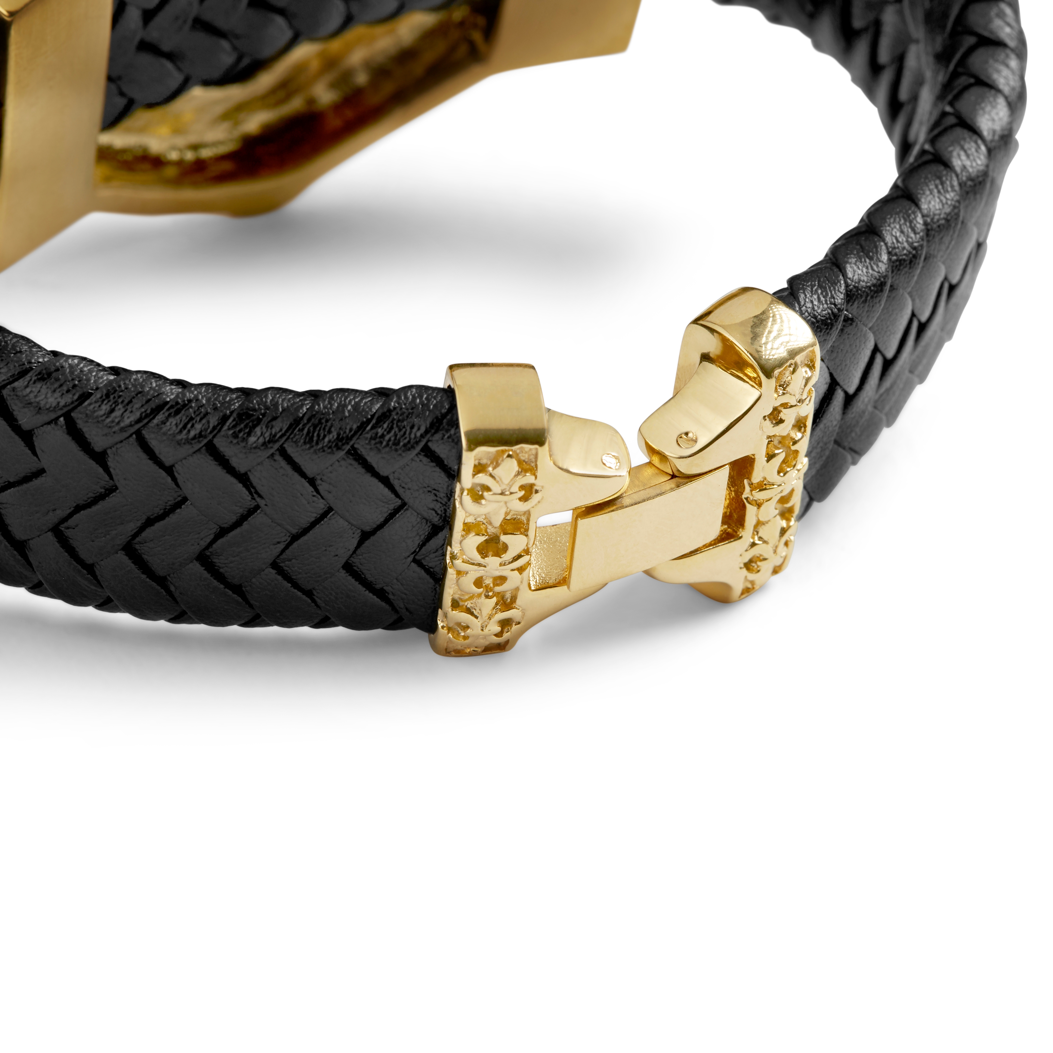 Kullanvärinen pääkalloaiheinen nahkaranneke - 5