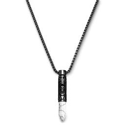 Rico | Černý náhrdelník z nerezové oceli s přívěskem ve tvaru náboje a bílým howlitem 
