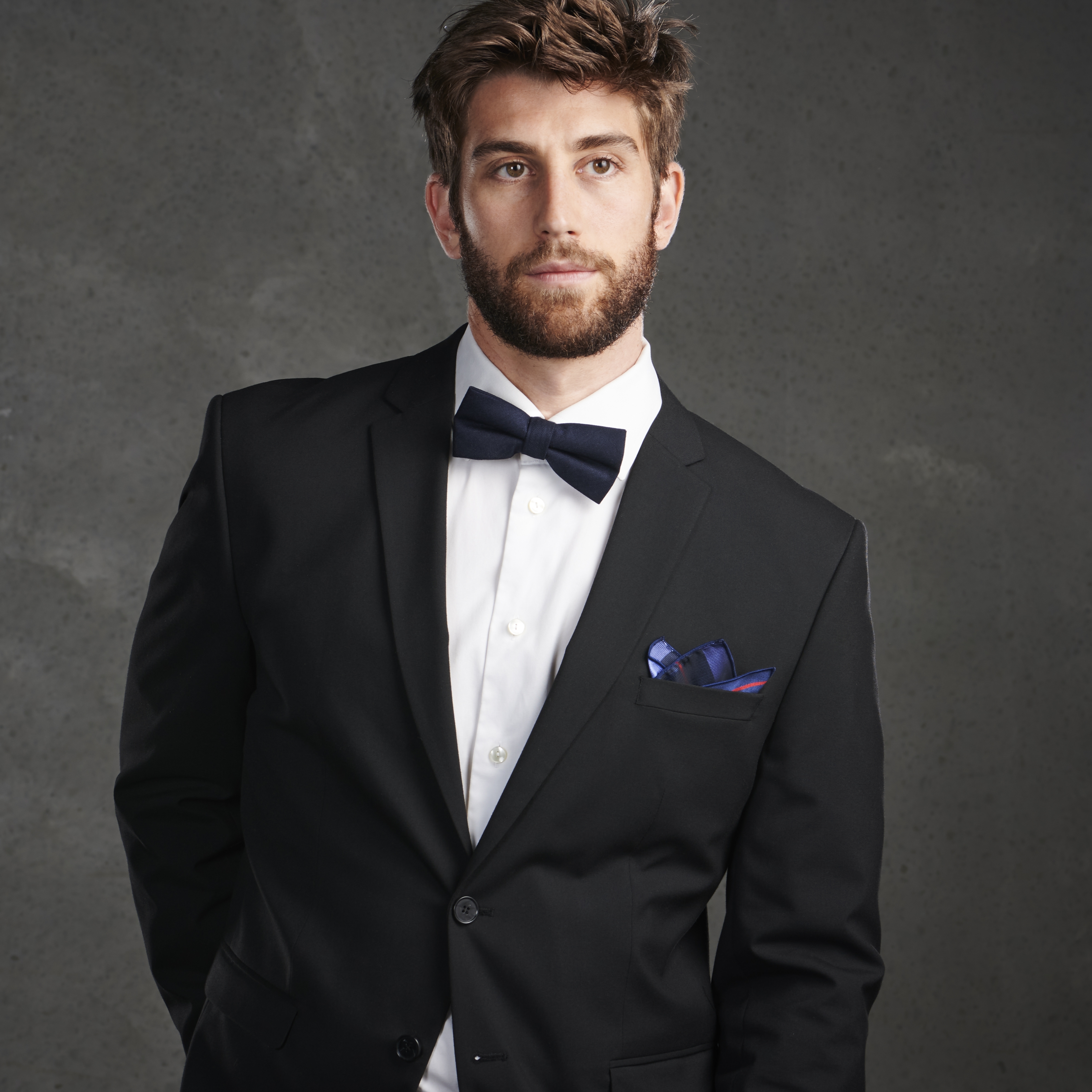 Pastel Blue & Red Stripe Navy Silk Pocket Square - 5