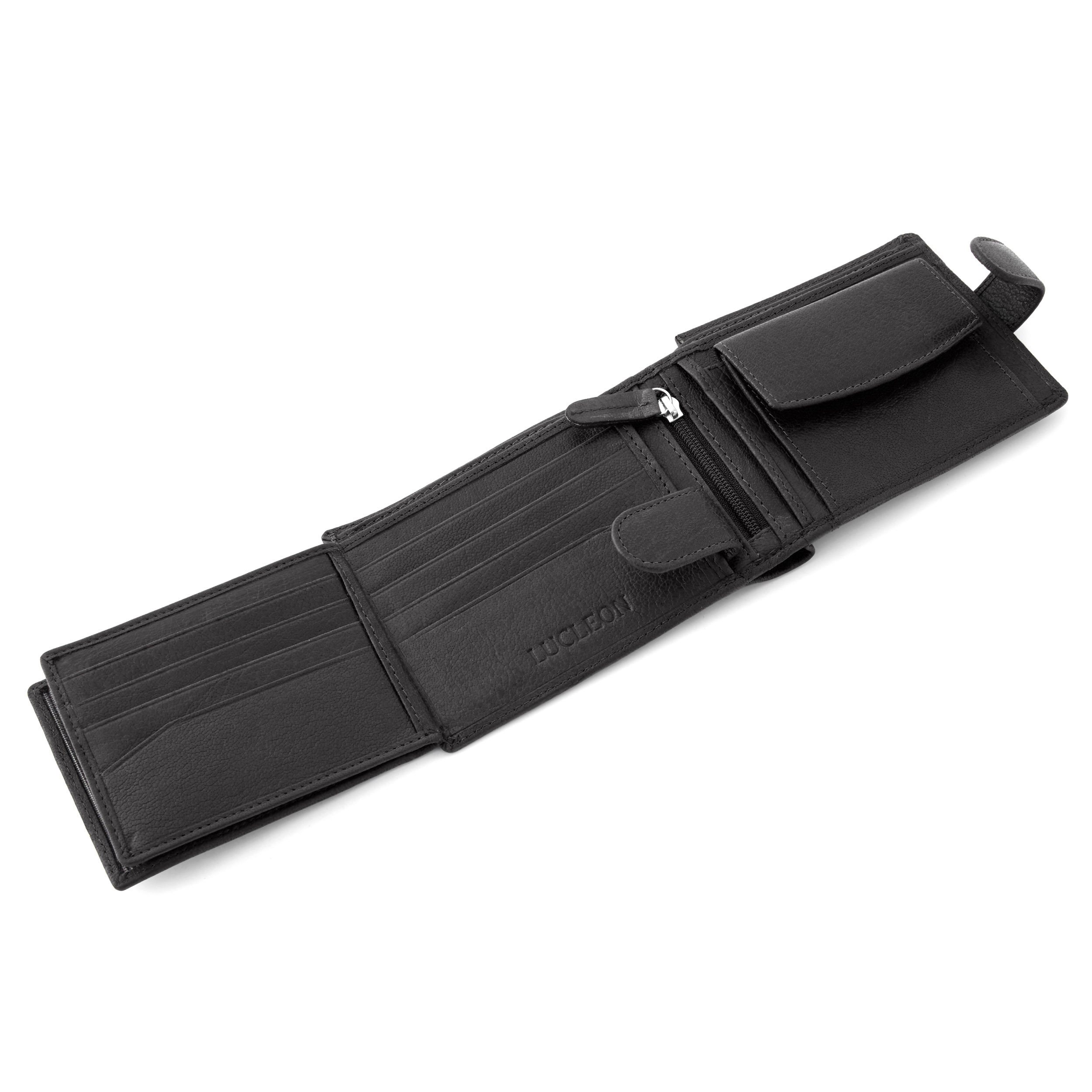 Zwarte Ergonomische Leren Portemonnee California - 9