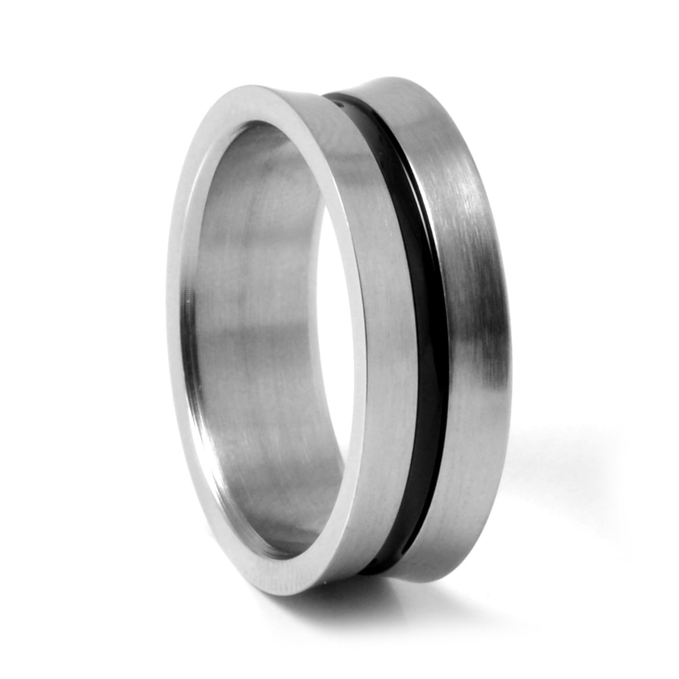 Kaareva musta raidallinen terässormus - 1