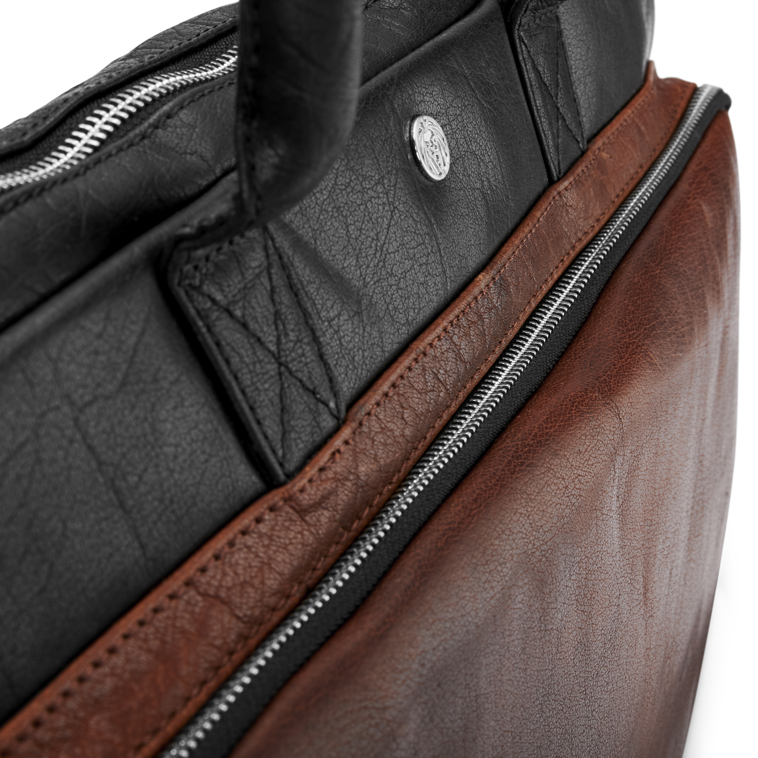 Montreal Schwarze & Hellbraune Leder Laptoptasche - 8