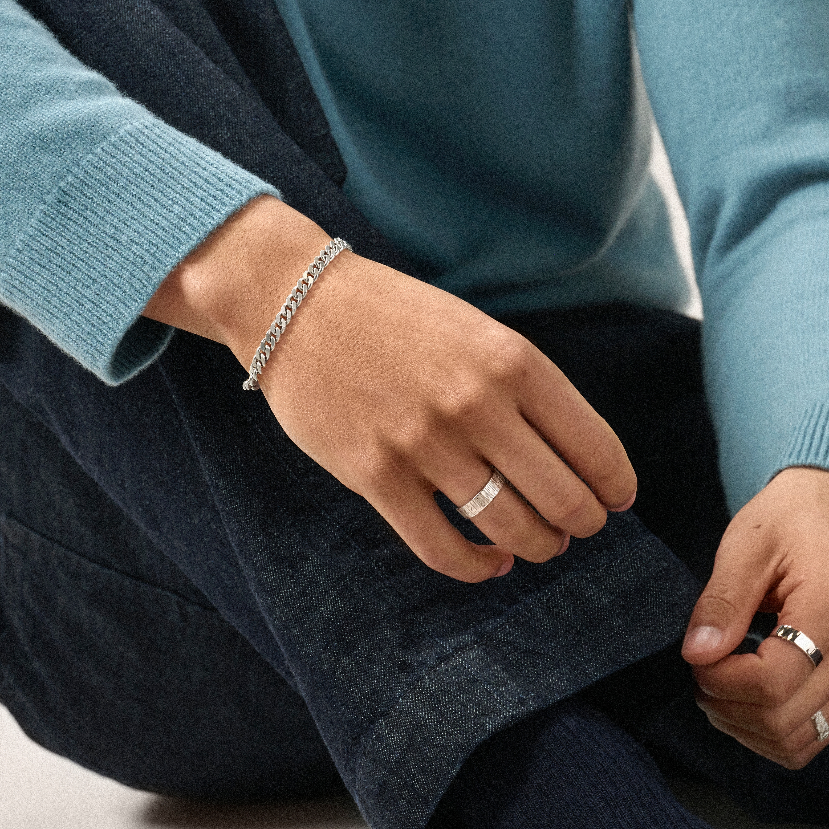 Argentia | 925s | 6 mm rhodiniertes Sterling Silber Curb Chain Armband - 2