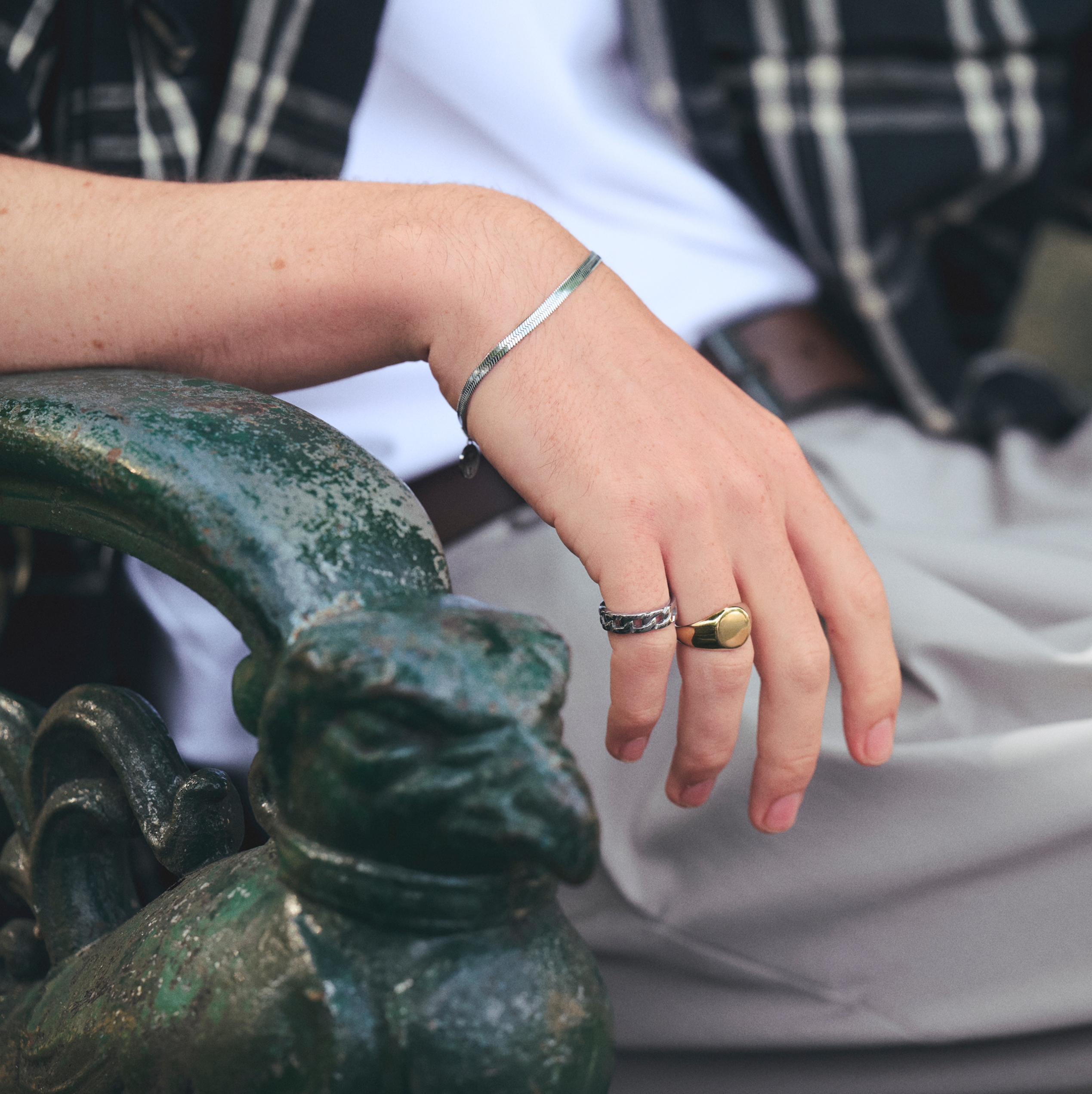 Essentials | 5 mm Sølvtonet Fiskebein kjedearmbånd - 2