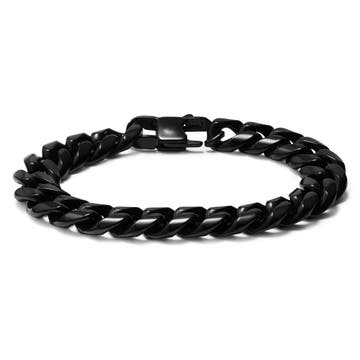 12mm Black Stainless Steel Curb Chain Bracelet