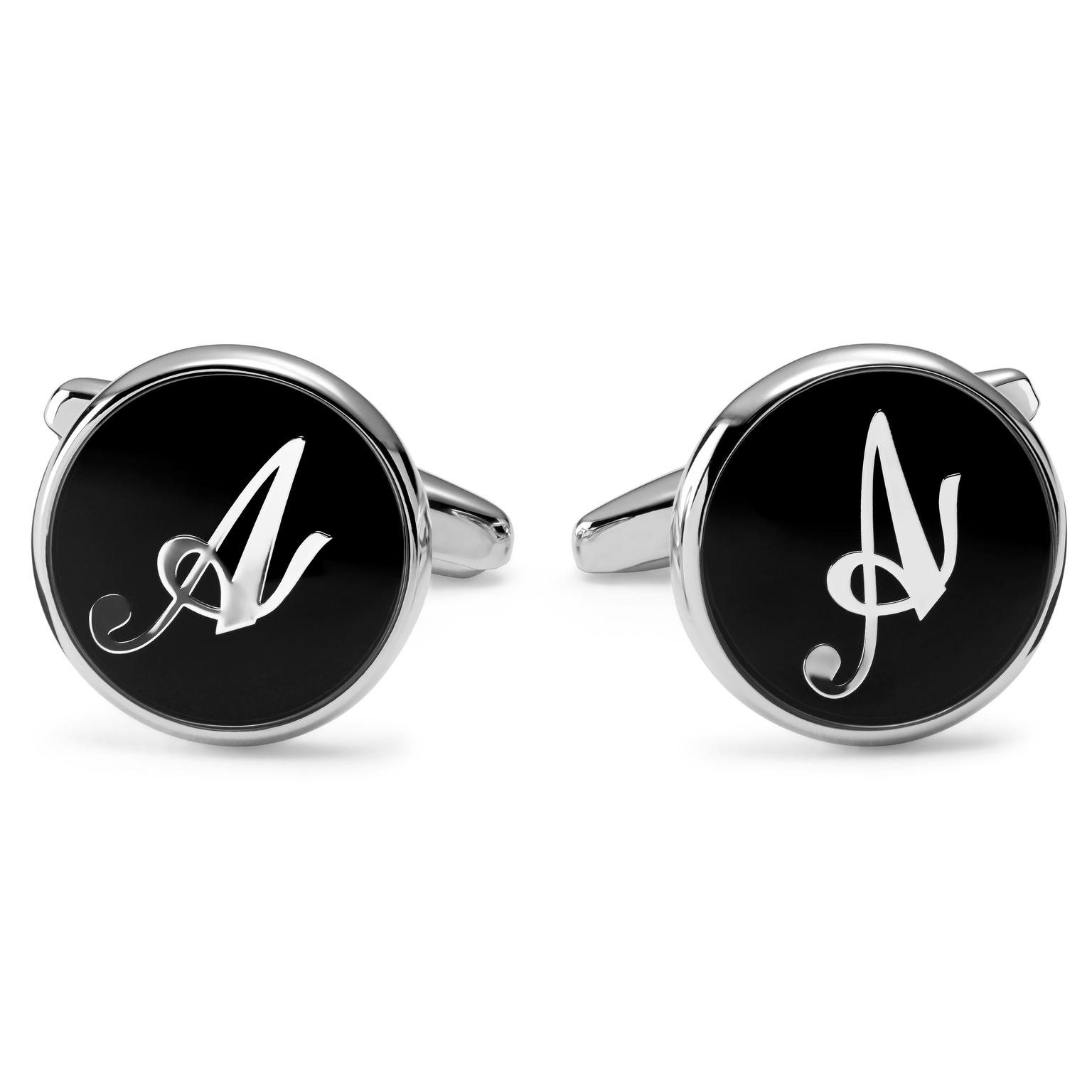 Round Letter A Initial Cufflinks Round Letter A Initial Cufflinks