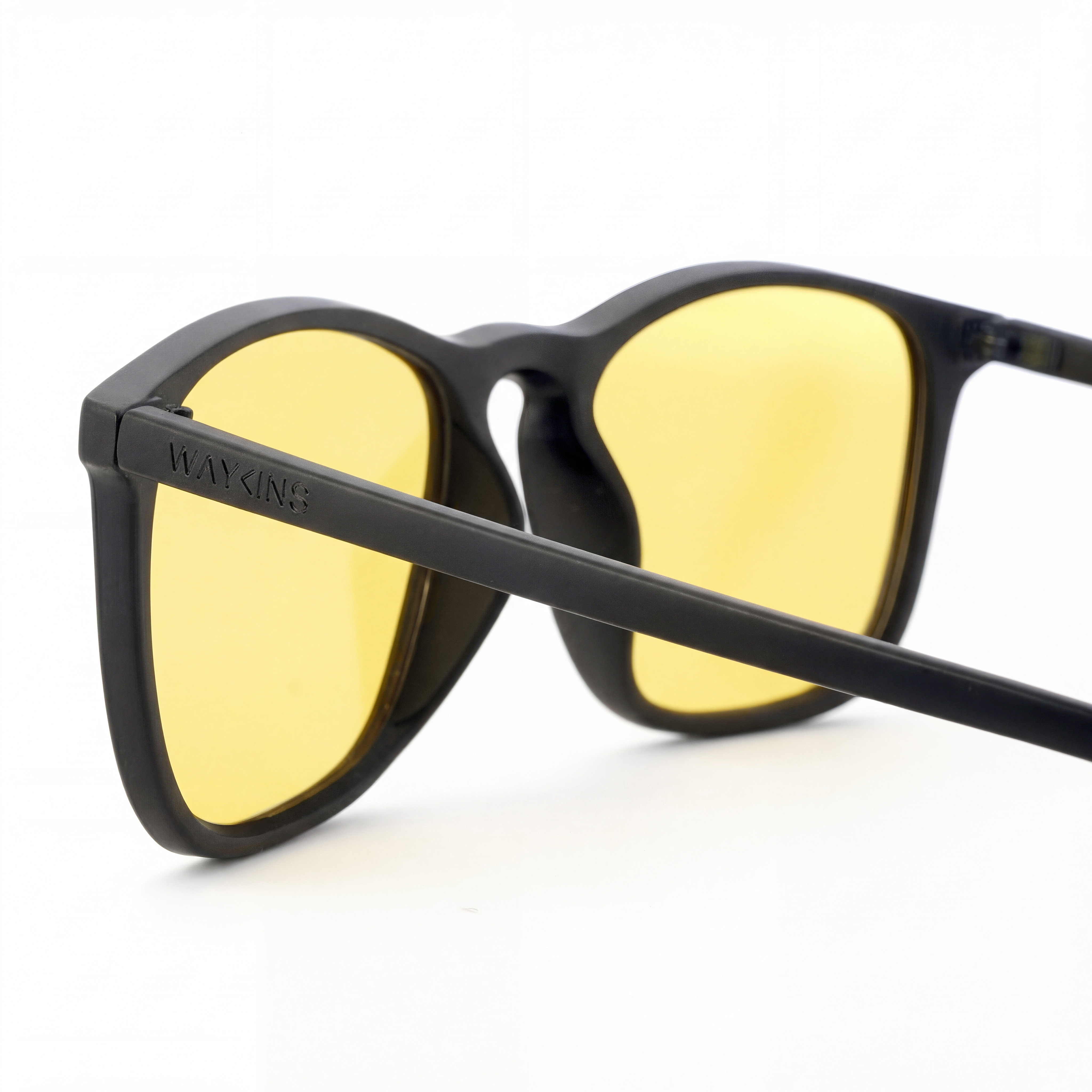 Wade | Rechteckige Sonnenbrille mit gelber Linse & schwarzem Rahmen - 2