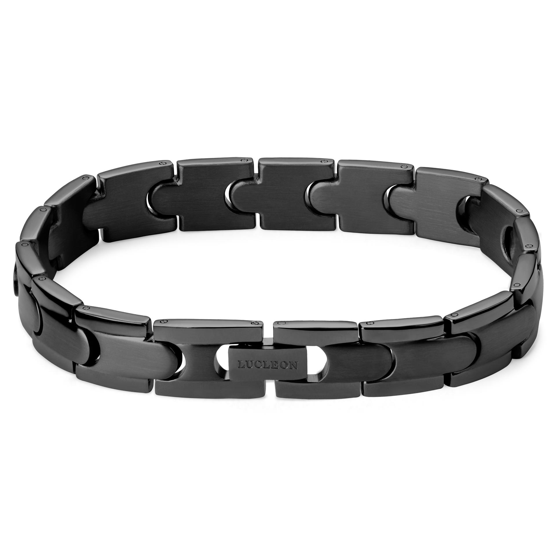Men's 8.5 Inch Black Stainless Steel Bracelet - Bold Link Design With Masculine Style