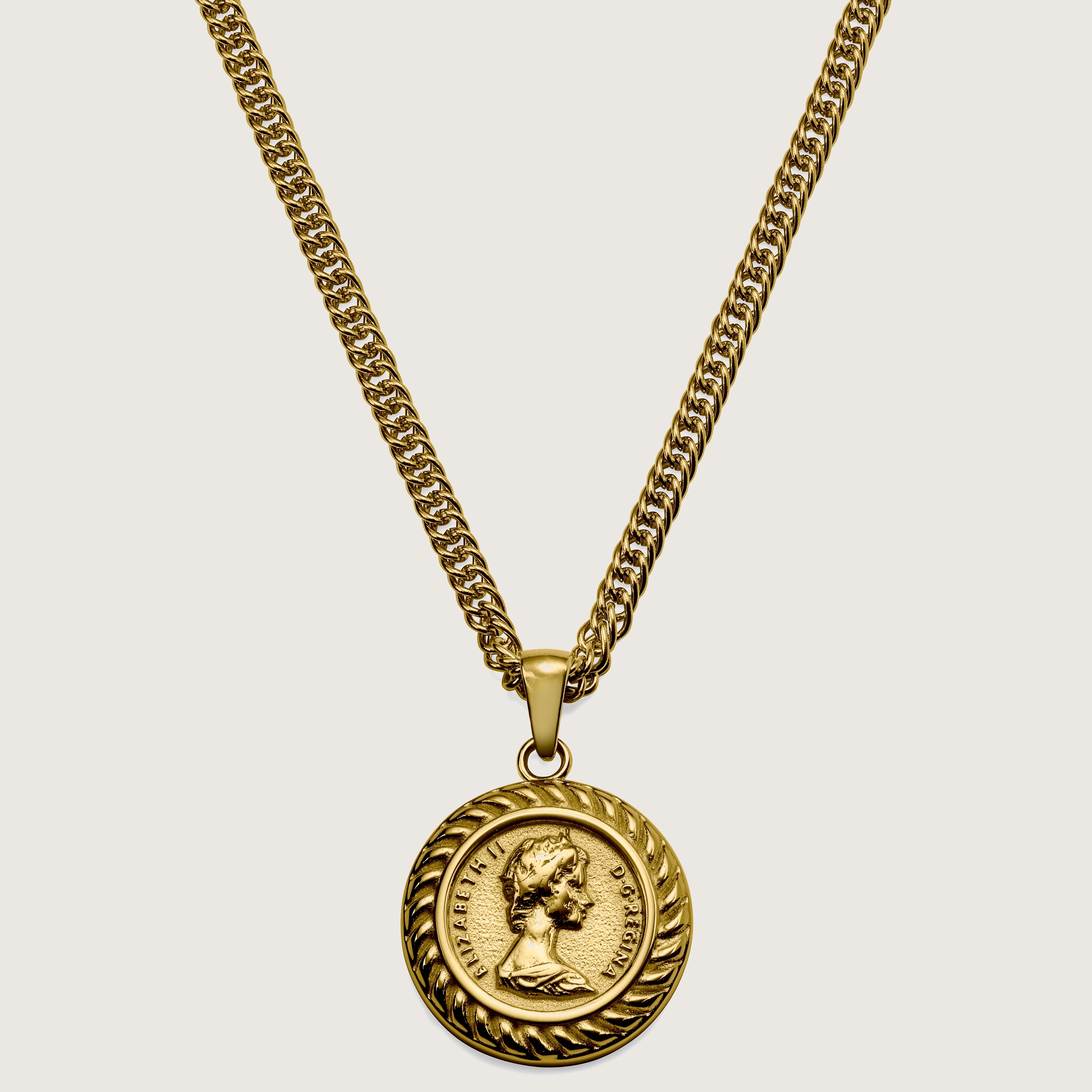 Sanctus | Gold-Tone Elizabeth II Wheat Chain Necklace | In