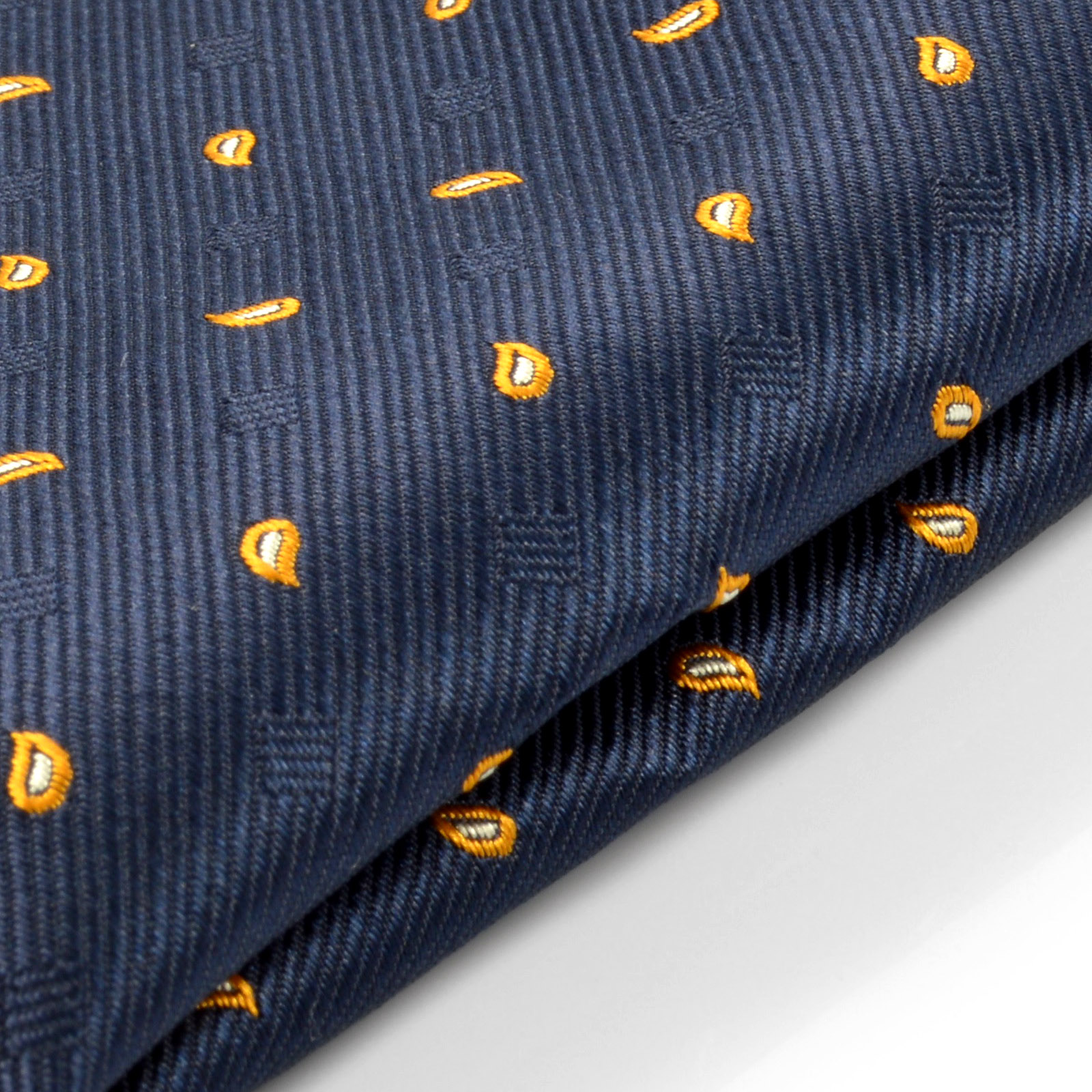 Navy Blue & Yellow Teardrops Pocket Square - 2