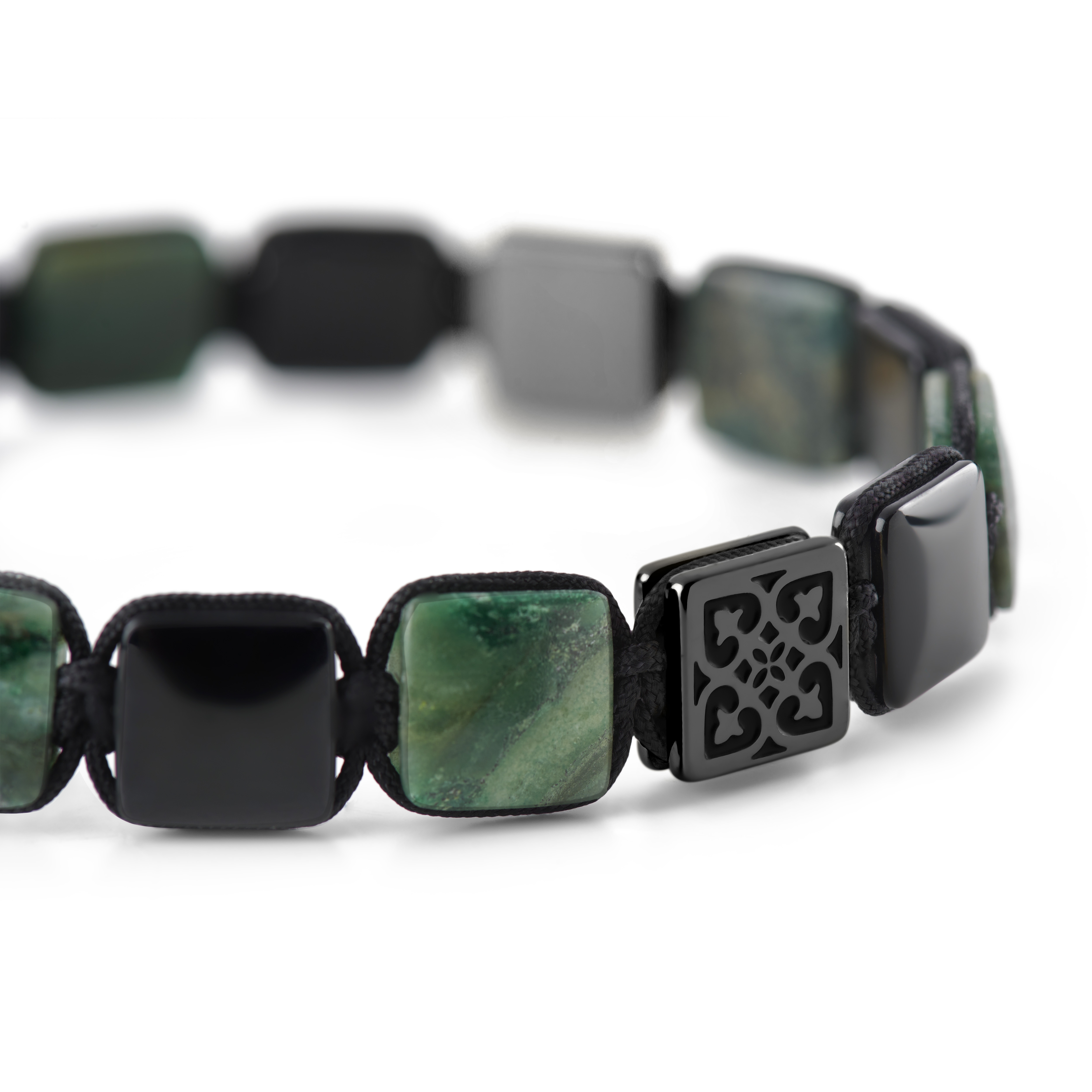 Elysian | Płaska Bransoletka Z Czarnym Onyksem I Zielonym Tygrysim Okiem - 2