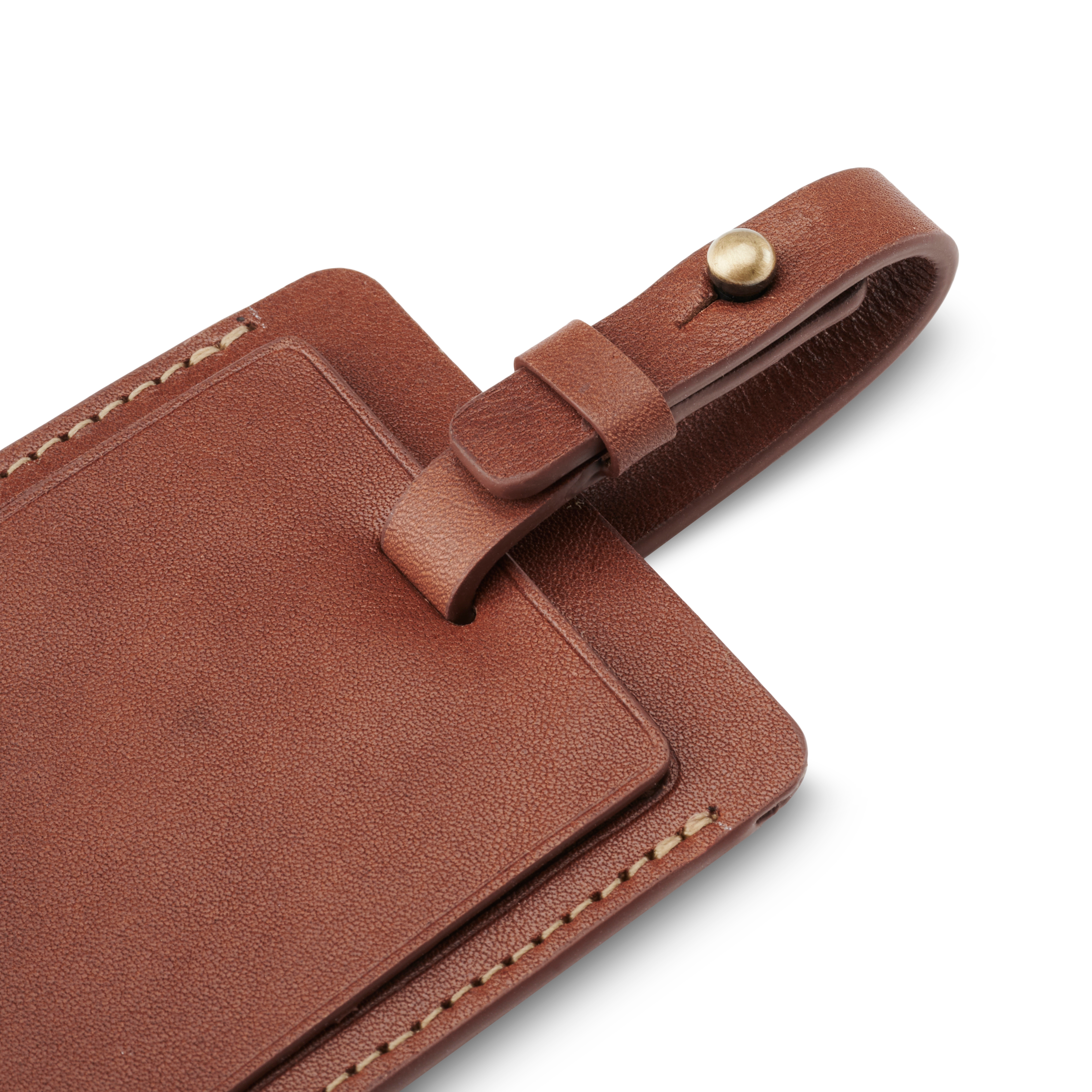 Kullanruskea nahkainen Finley-nimilappu matkalaukkuun - 2