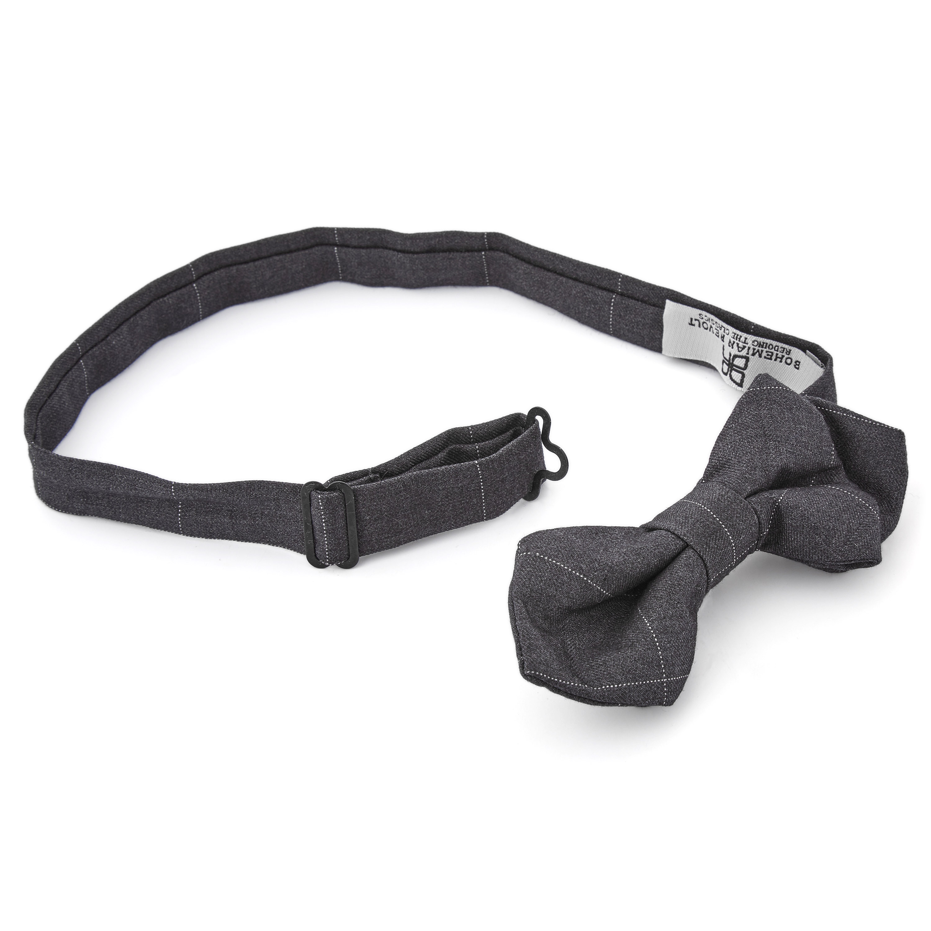 Dunkelgraue Karierte Spitz Zulaufende Fliege - 2