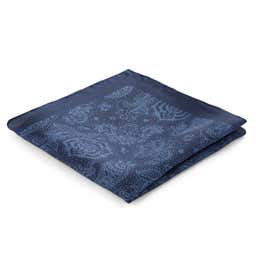 Boho | Deep Blue Paisley Pattern Silk Pocket Square