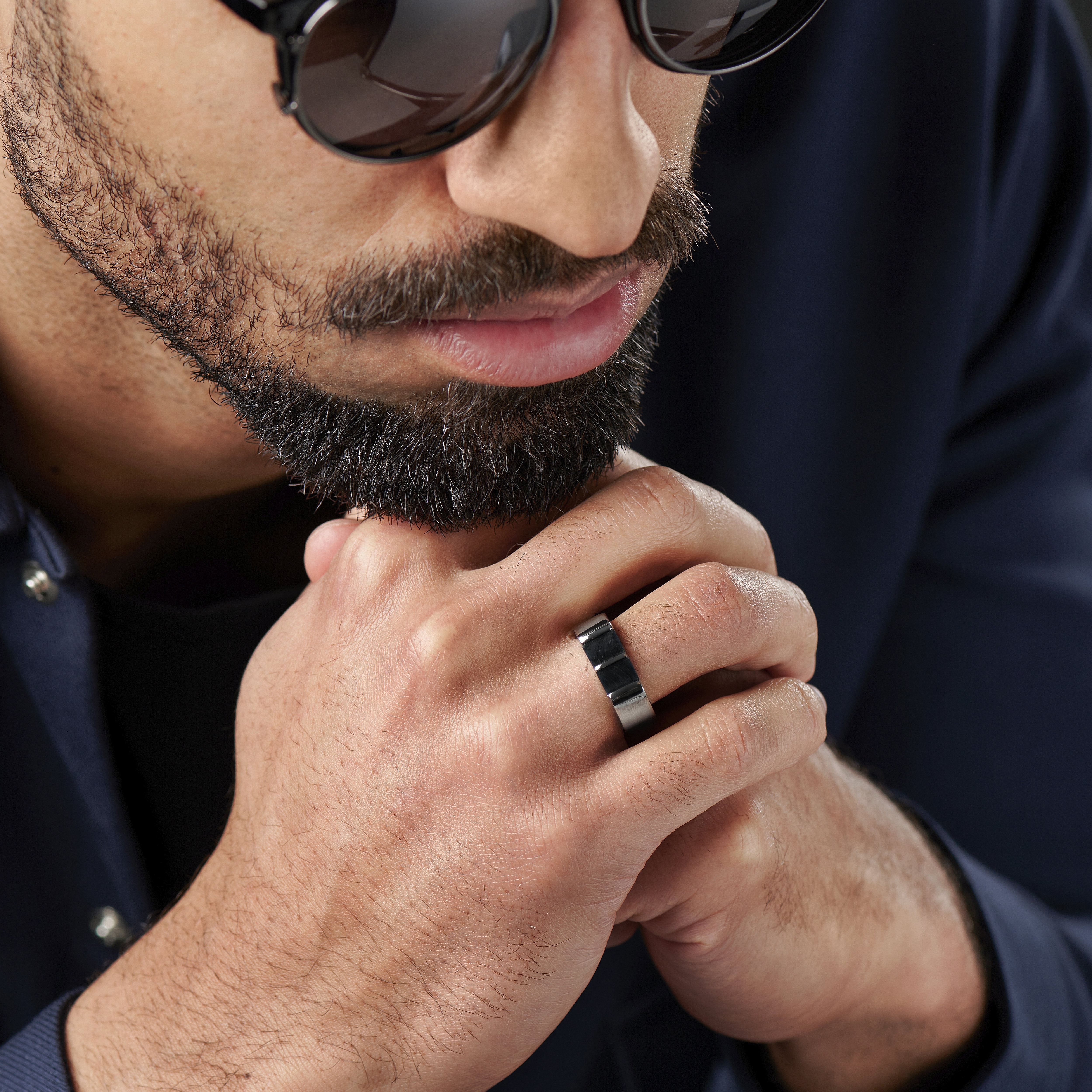 Bague avec oeil de tigre bleu Sal Nord - 5