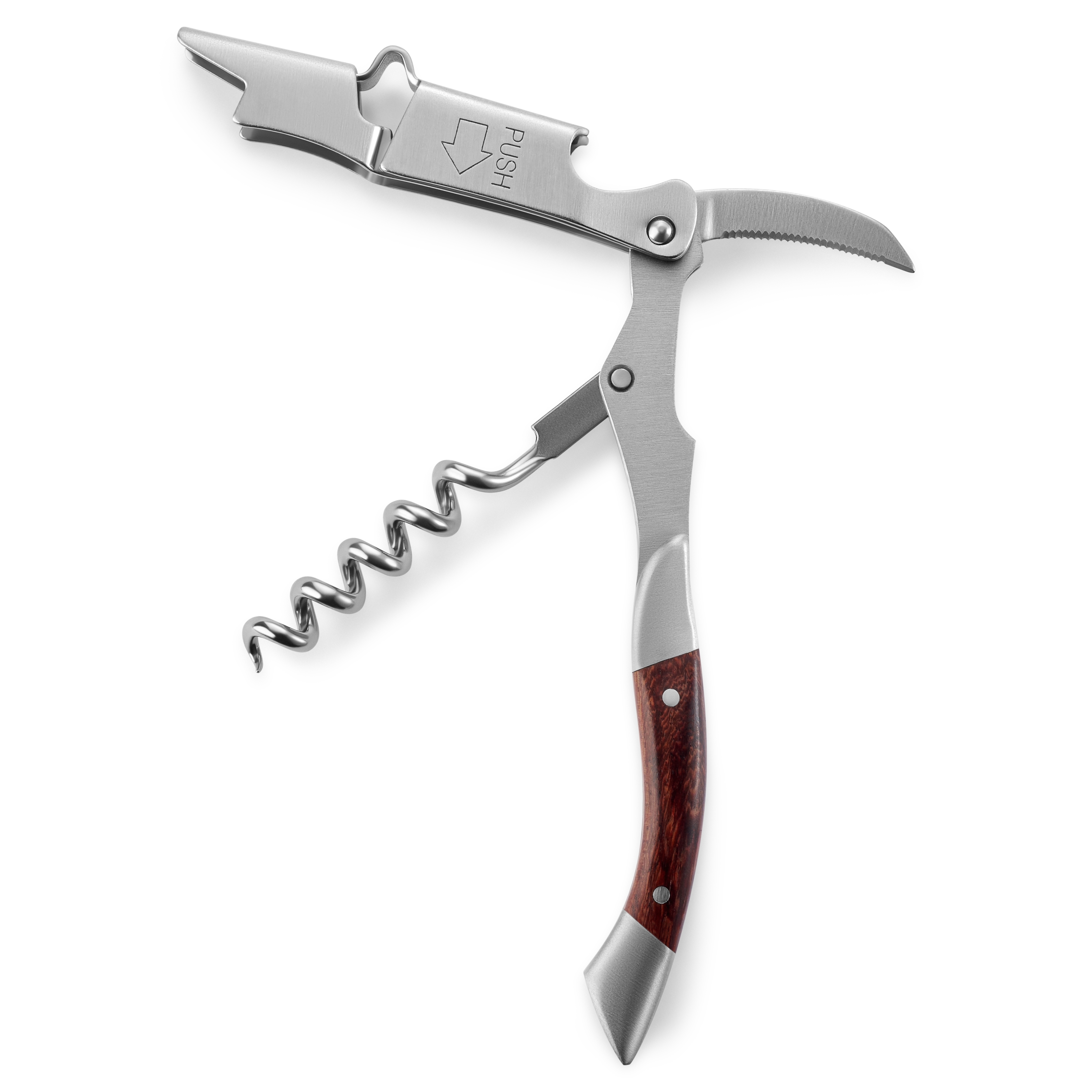 Deluxe Universal Red Wood and Stainless Steel Bottle Opener - 3