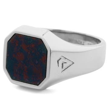 Bloodstone Signet 925s Silver Classic Ring