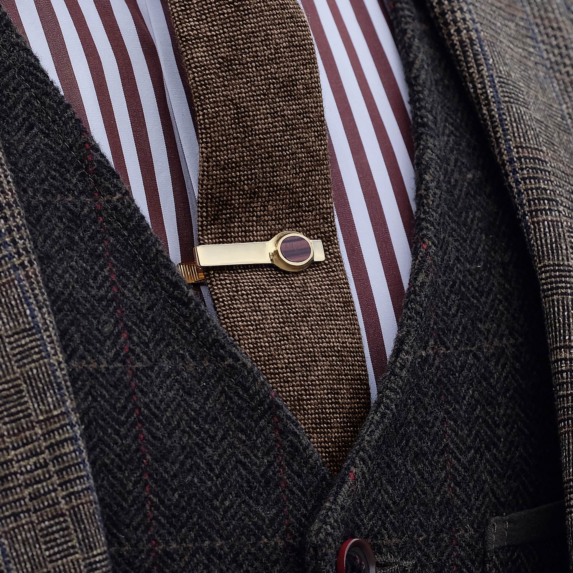 Korte Dasspeld met Rode Steenmotief in 925 sterling zilver - 4