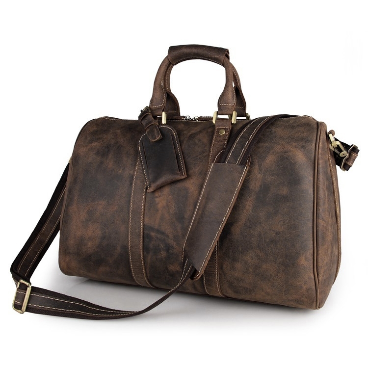 Camelfarbene Leder Wochenendtasche - 1