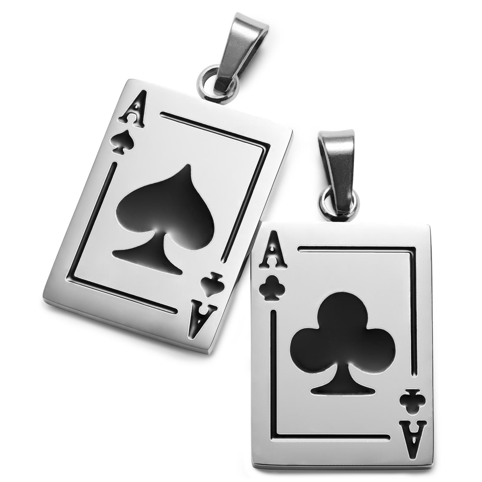 Ace | Set de pendentifs argentés "La paire d'as noirs" Ace | Set de pendentifs argentés "La paire d'as noirs"