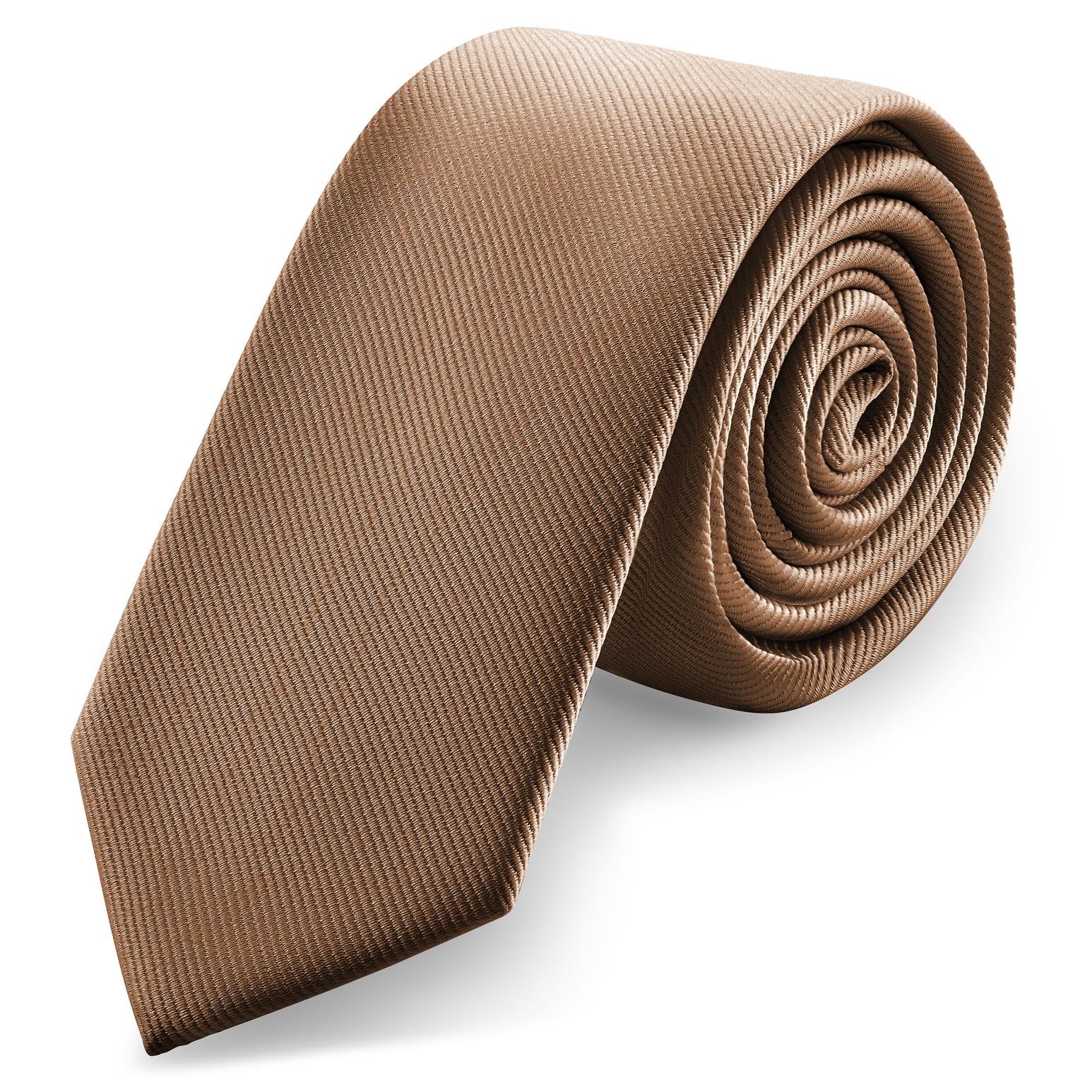 2 3/8" (6 cm) Tan Grosgrain Skinny Tie 2 3/8" (6 cm) Tan Grosgrain Skinny Tie
