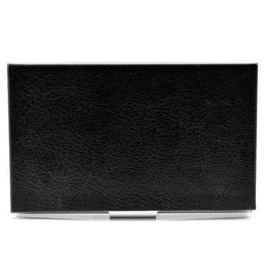 Black Leather & Stainless Steel Card Holder Black Leather & Stainless Steel Card Holder